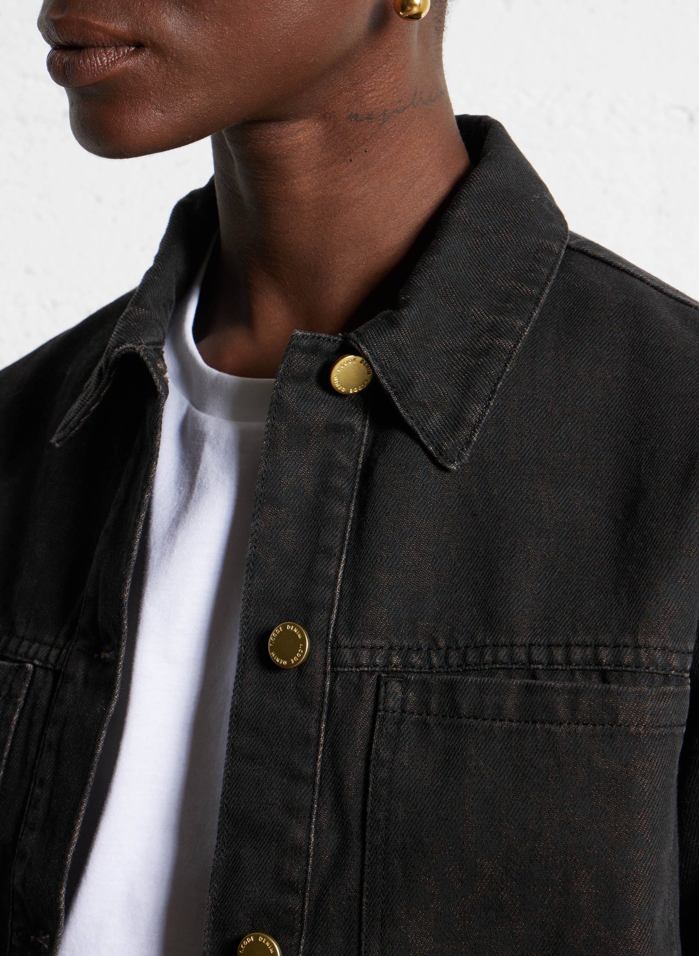 Short solid denim jacket  I CODE Brown