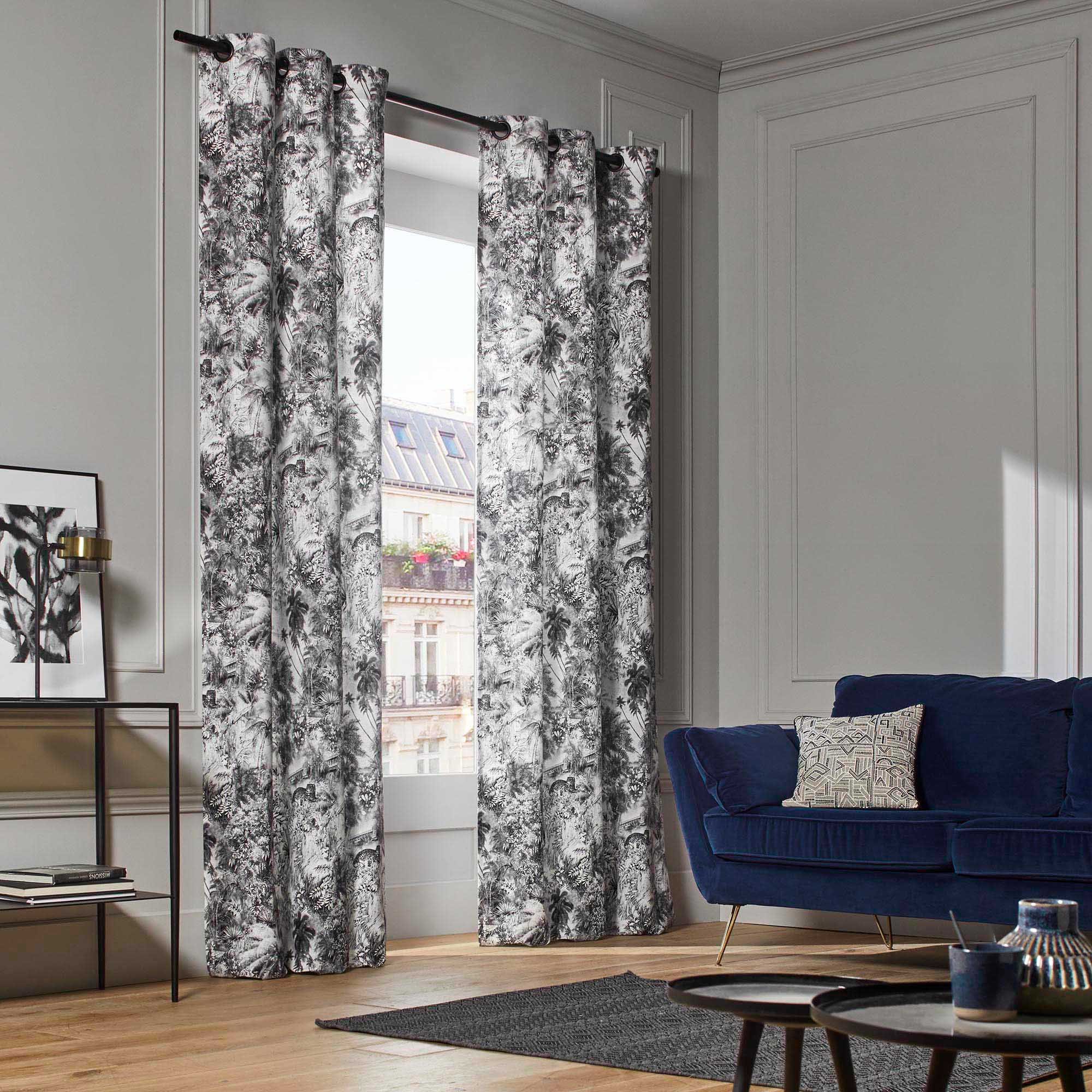 Curtain with black eyelets MADURA White