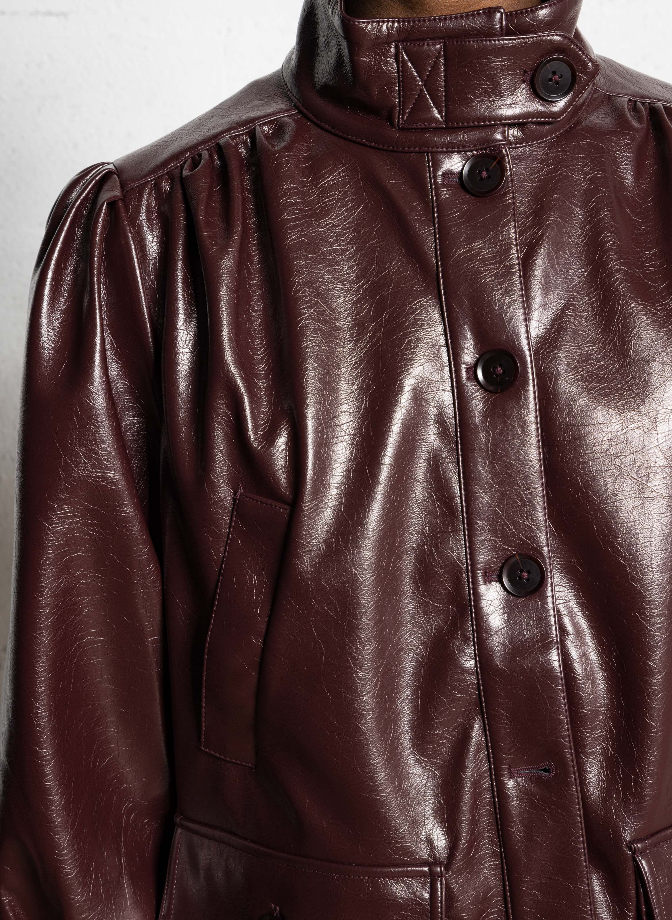 Jas met opstaande kraag van imitatieleer BERENICE Paars