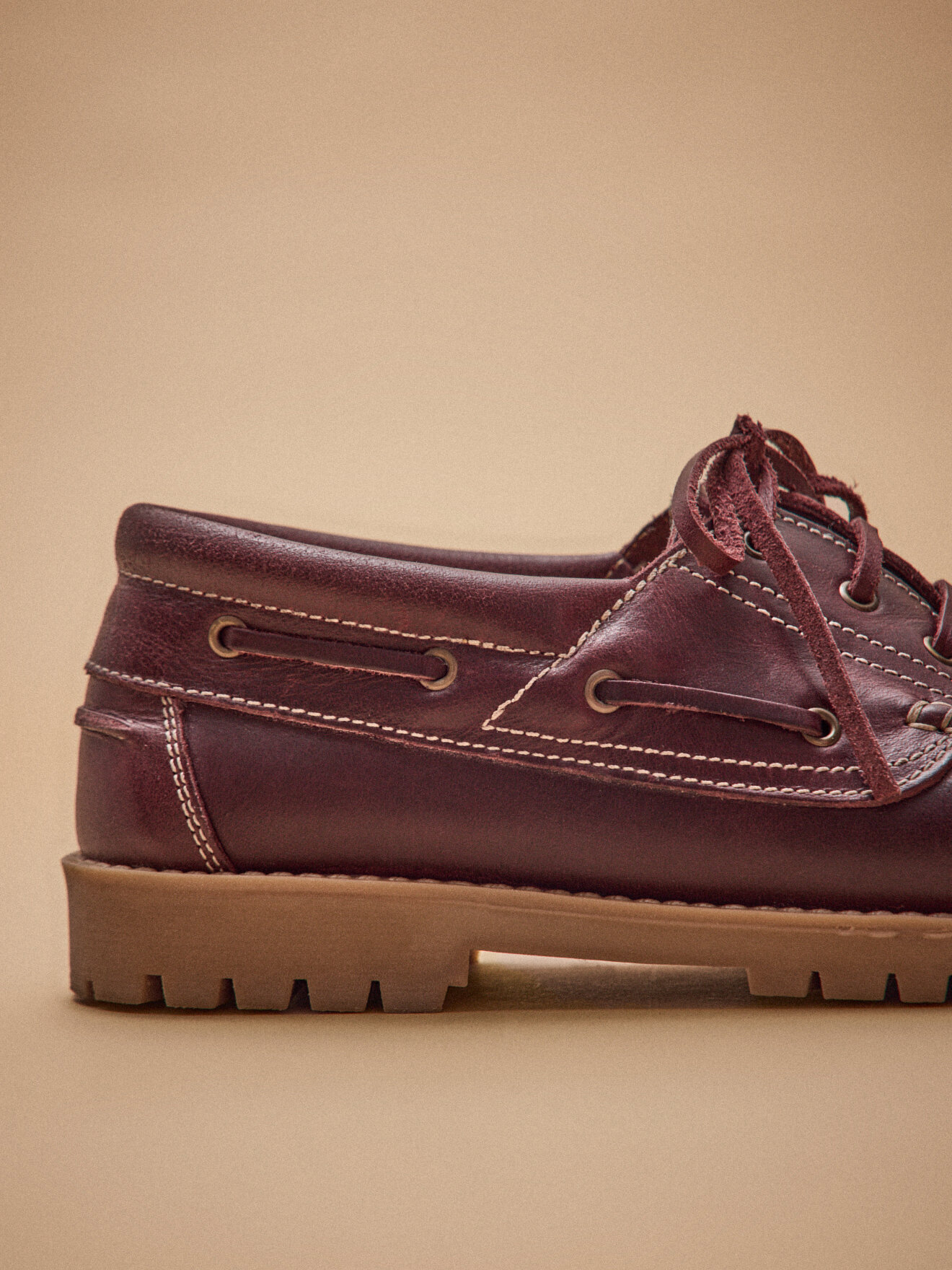 Leather boat shoes CYRILLUS Red