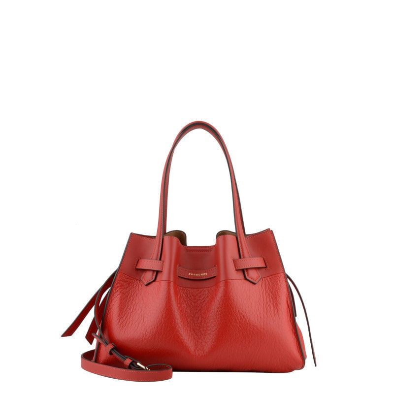 Handbag - cowhide leather POURCHET Red