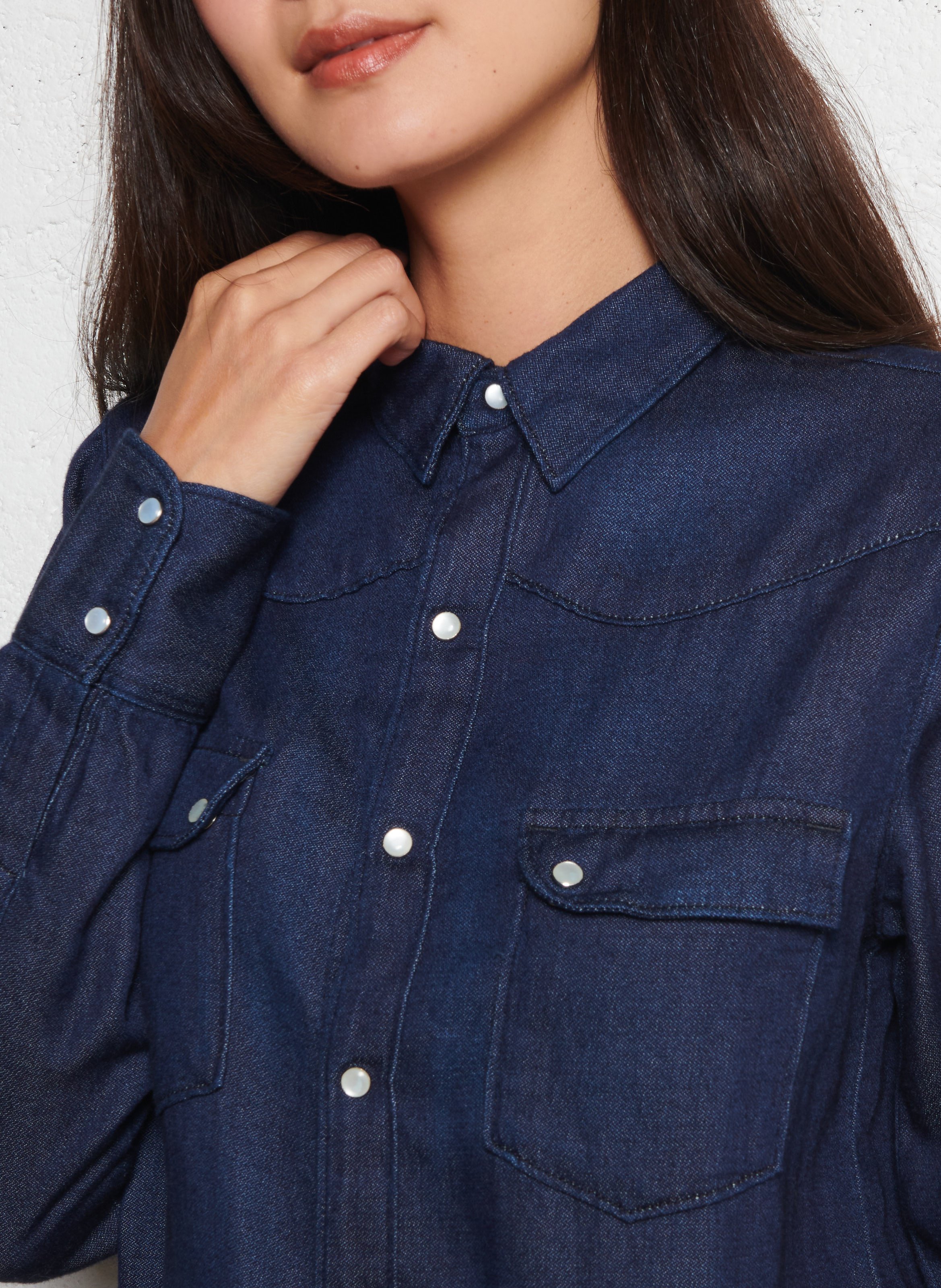 Blouse met klassieke kraag ACQUAVERDE Blauw