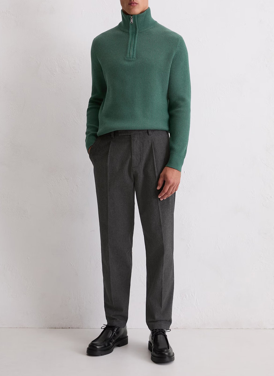 Pull droit col montant en coton mélangé MARC O'POLO Vert