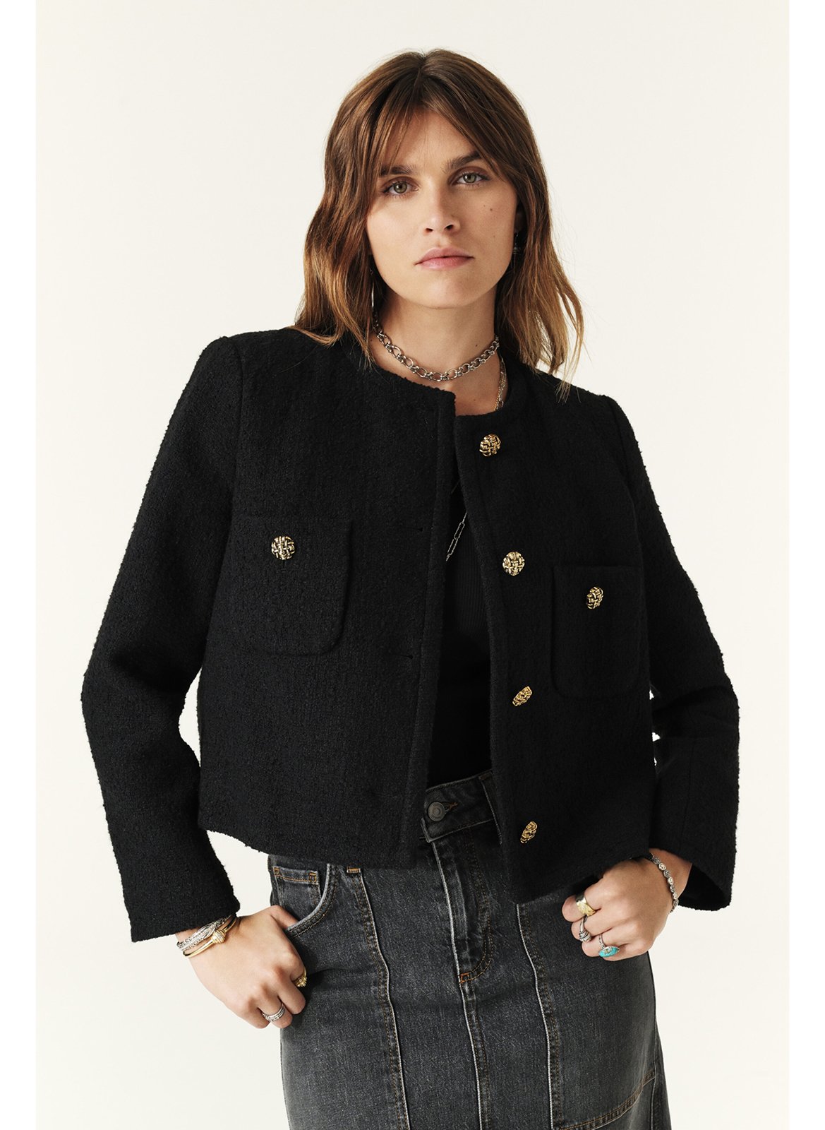 Kort jasje | katoenblend BA&SH Zwart