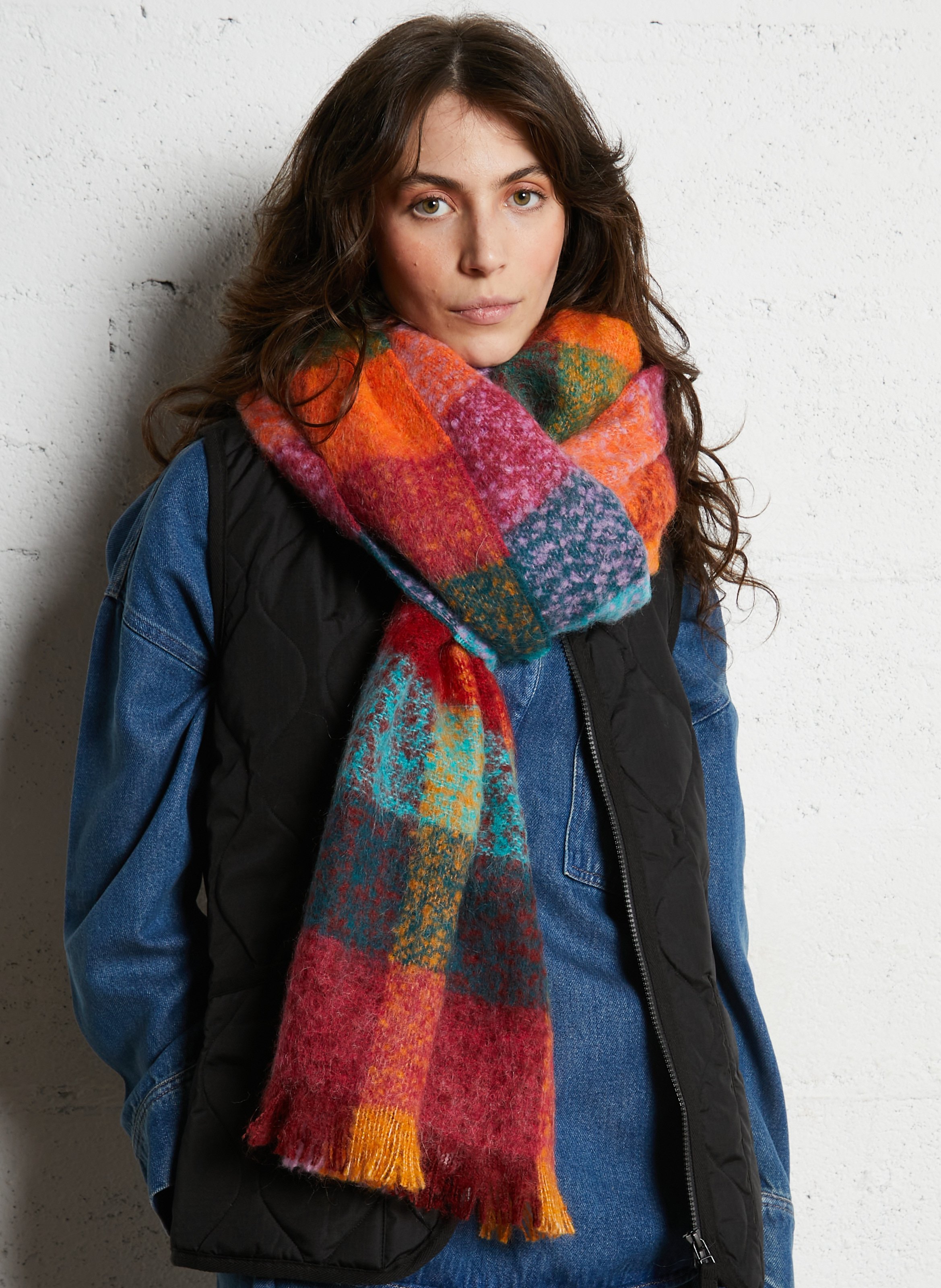 Check pattern scarf AU PRINTEMPS PARIS Multicolored