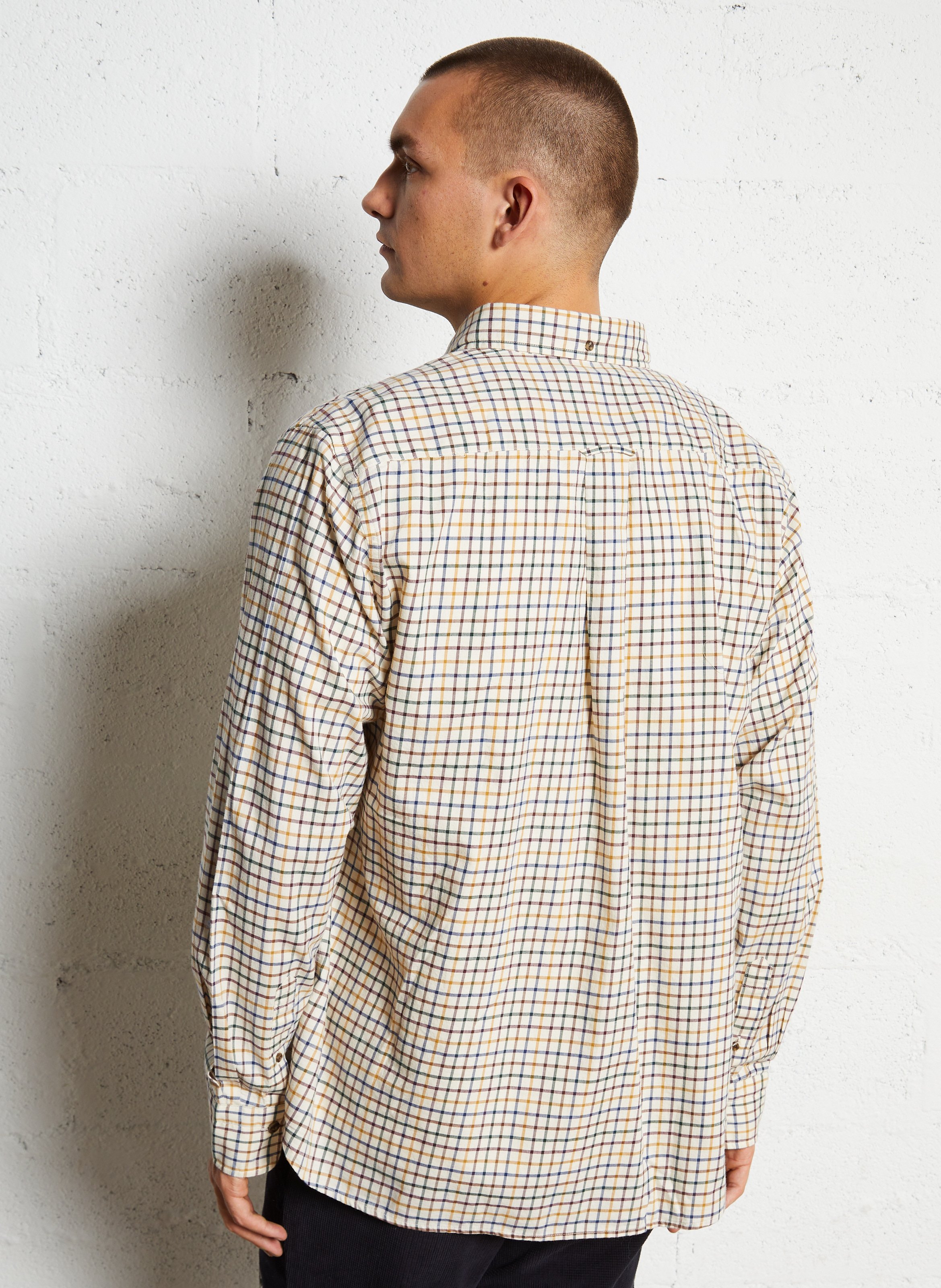 Straight shirt with American collar in cotton checks GANT Brown
