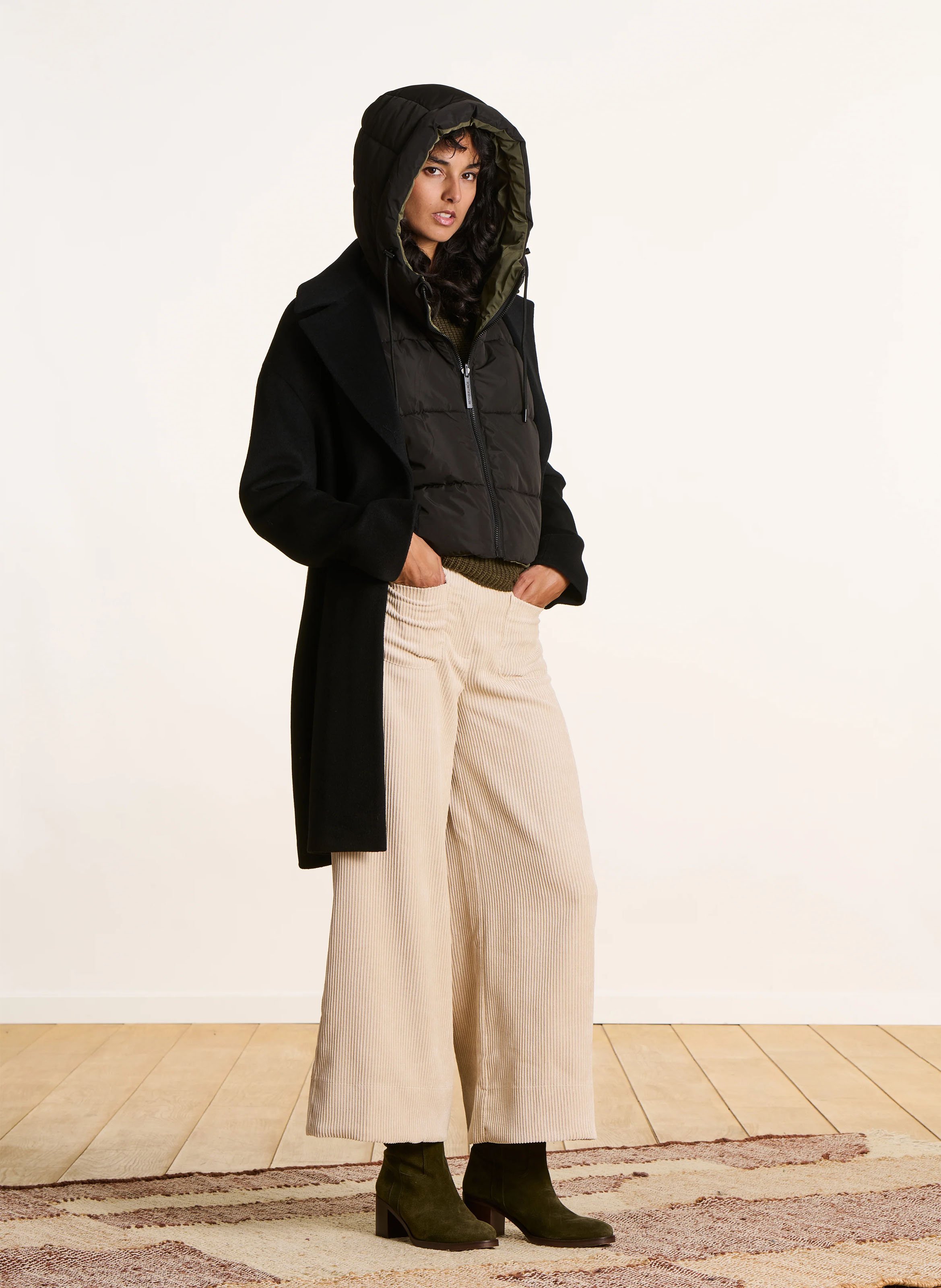 Capuche matelassé amovible LA FEE MARABOUTEE Noir