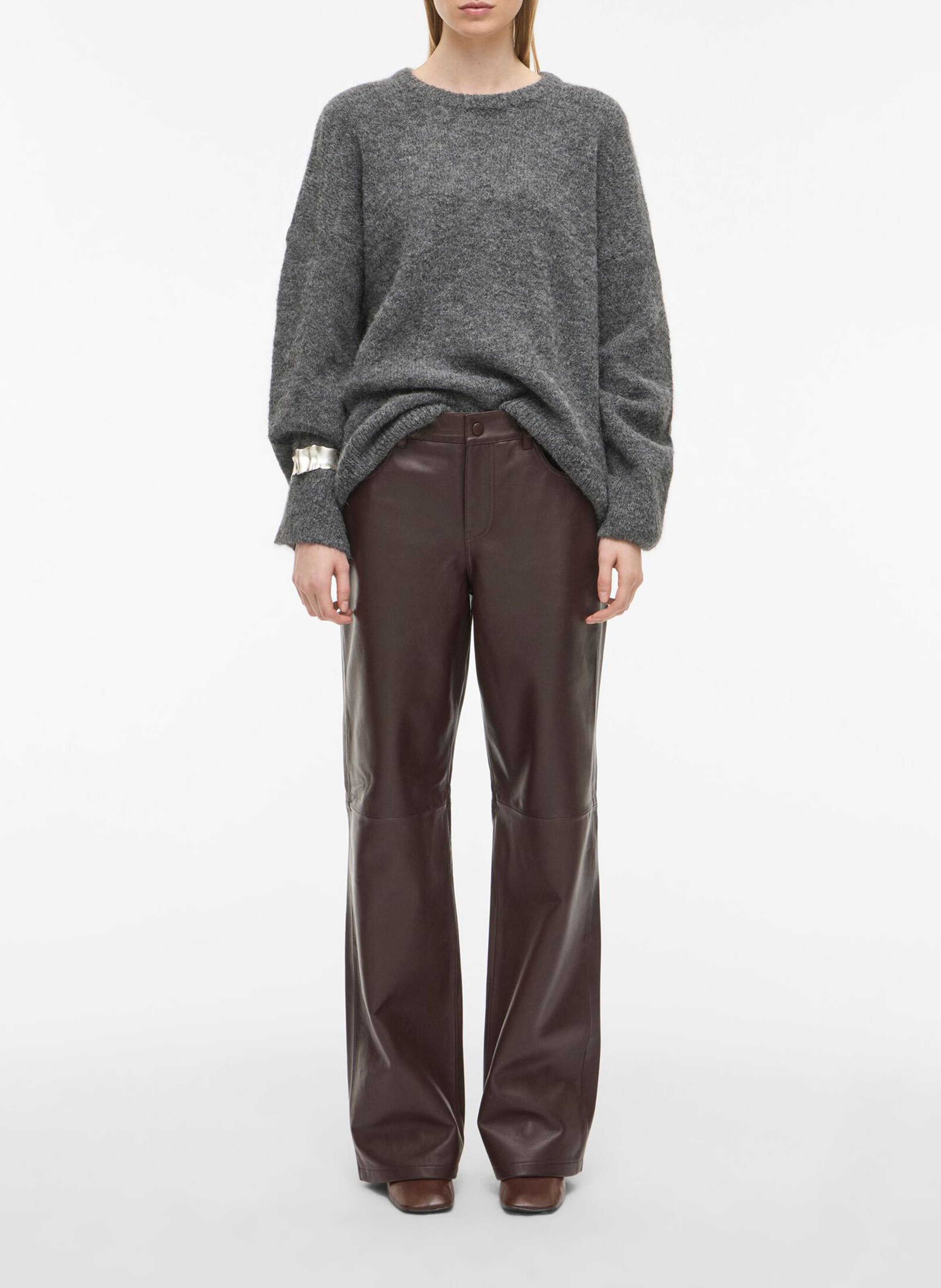 Gestreepte wollen trui ROUGE EDIT Grijs