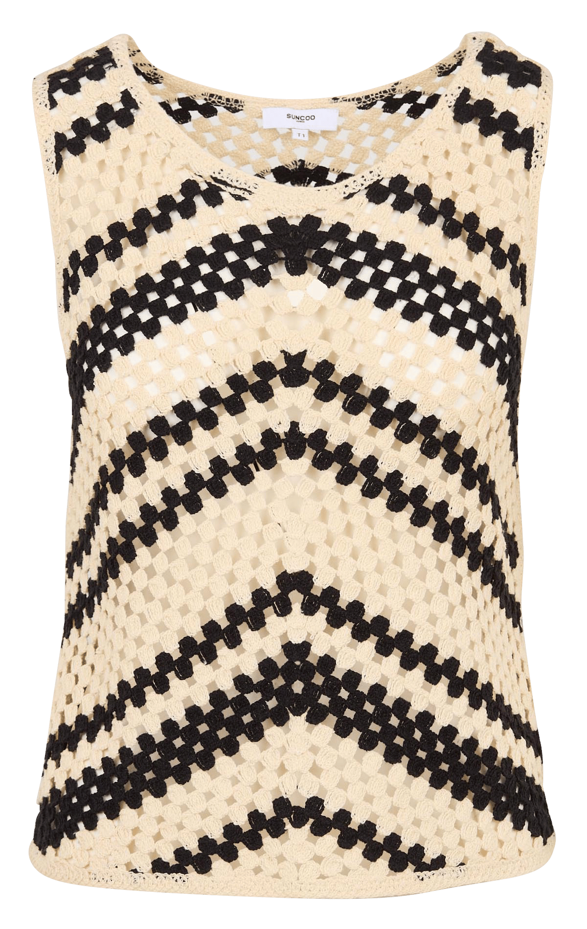 Top sans manches en crochet SUNCOO Blanc