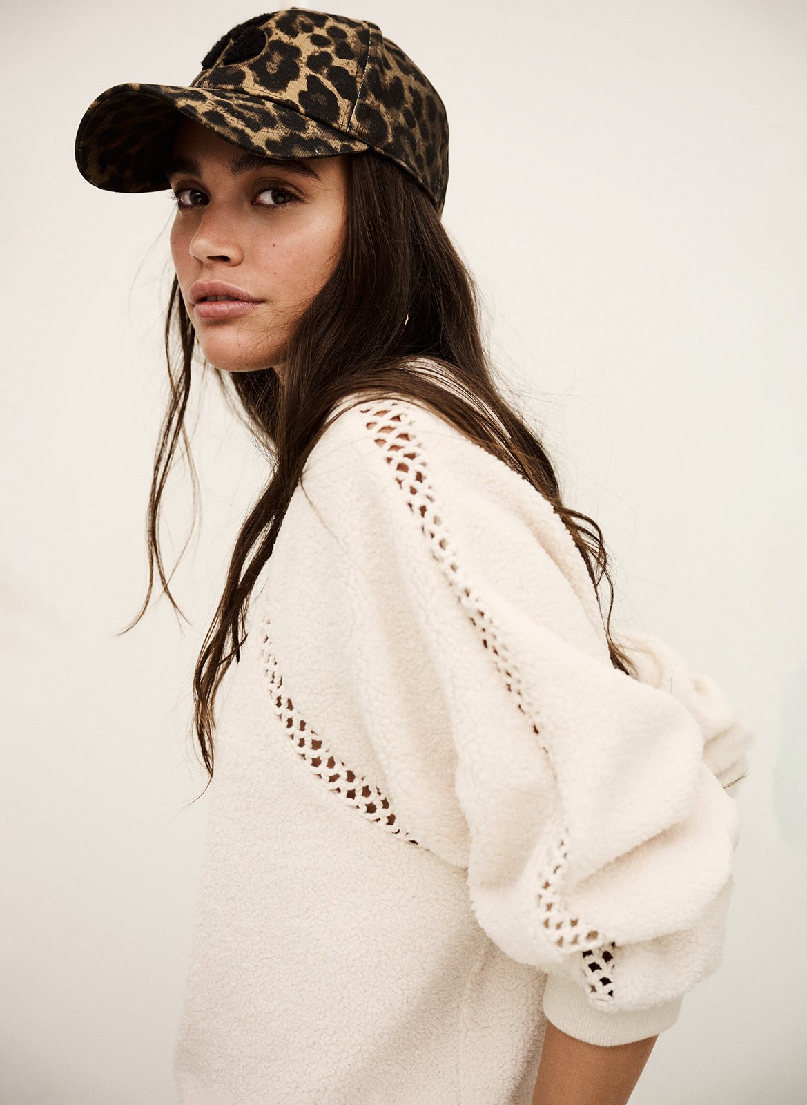 Sweat ample ajouré en maille bouclée BA&SH Beige