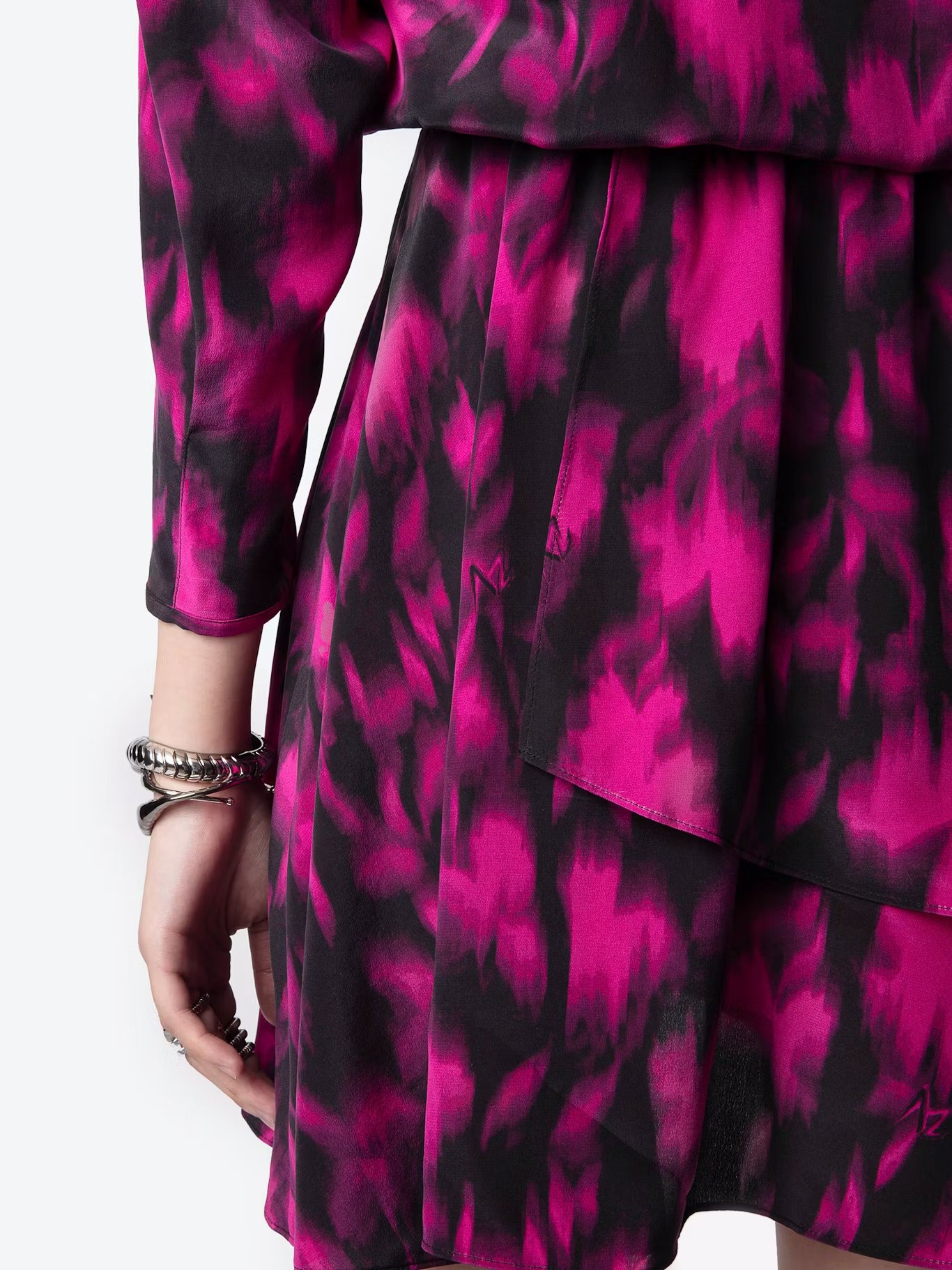 Robe col V imprimée en soie ZADIG&VOLTAIRE Noir