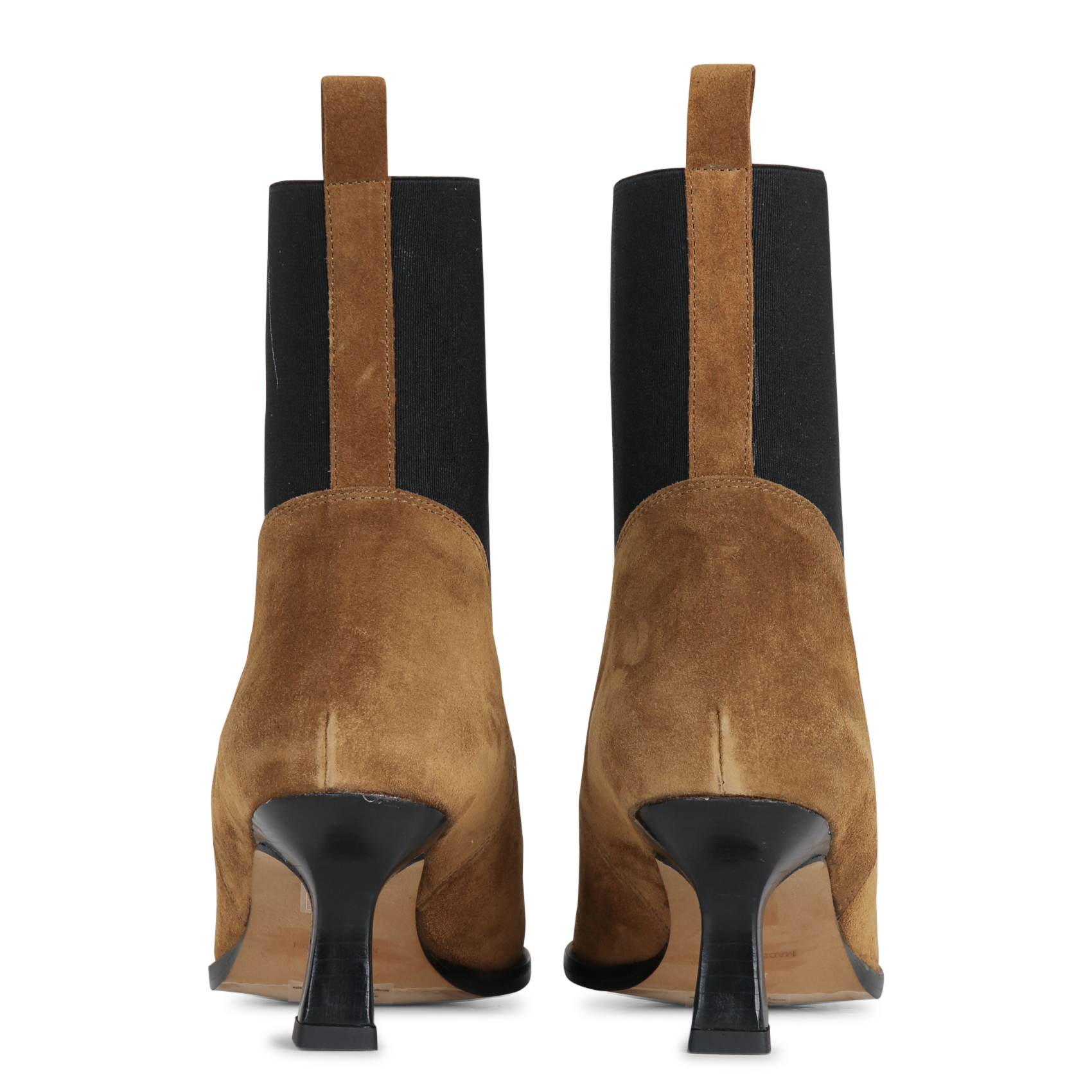 Bottines Chelsea à talons en cuir velours ANGEL ALARCON Marron