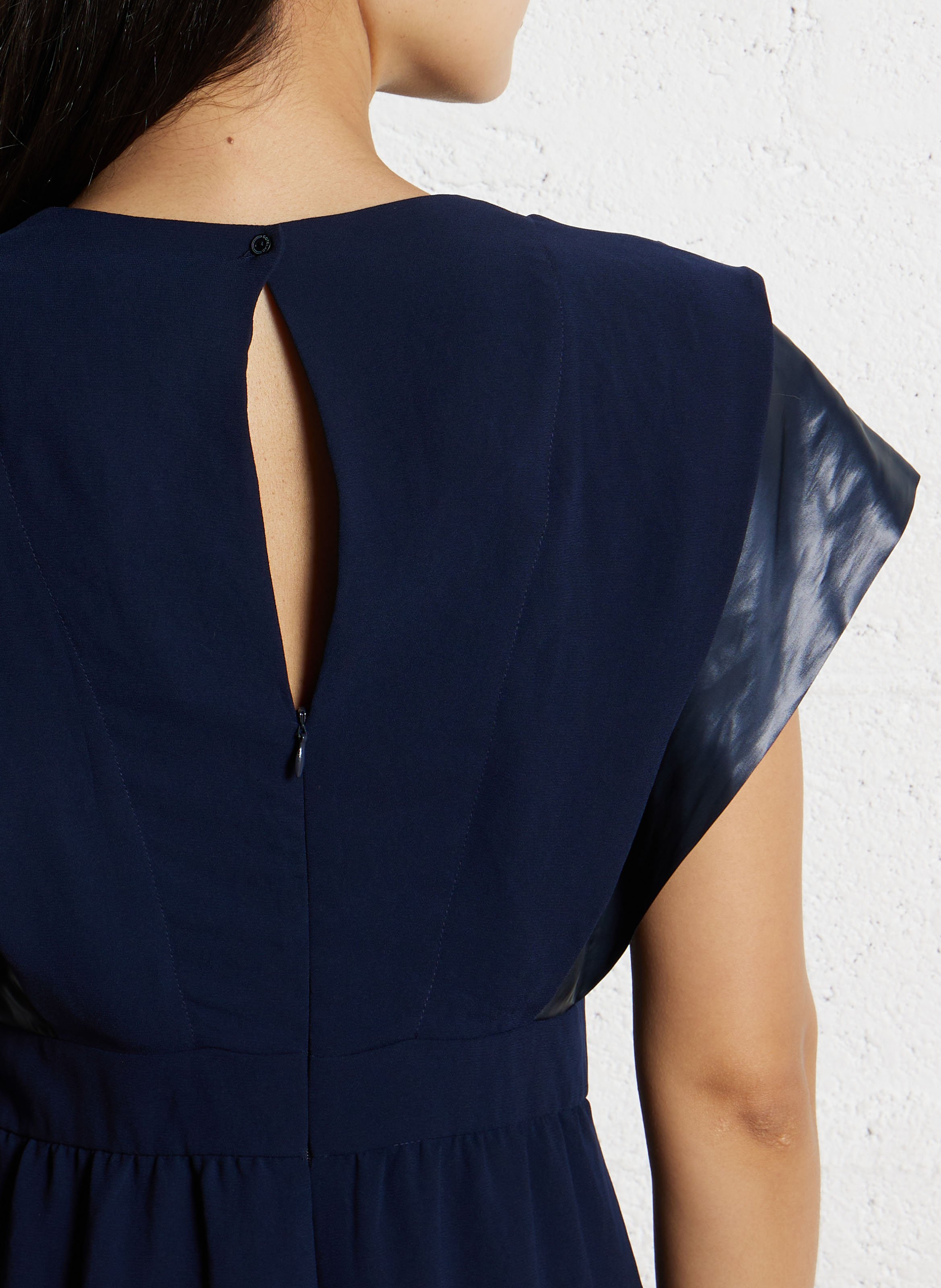 Halflange jurk met vierkante hals COTELAC Blauw