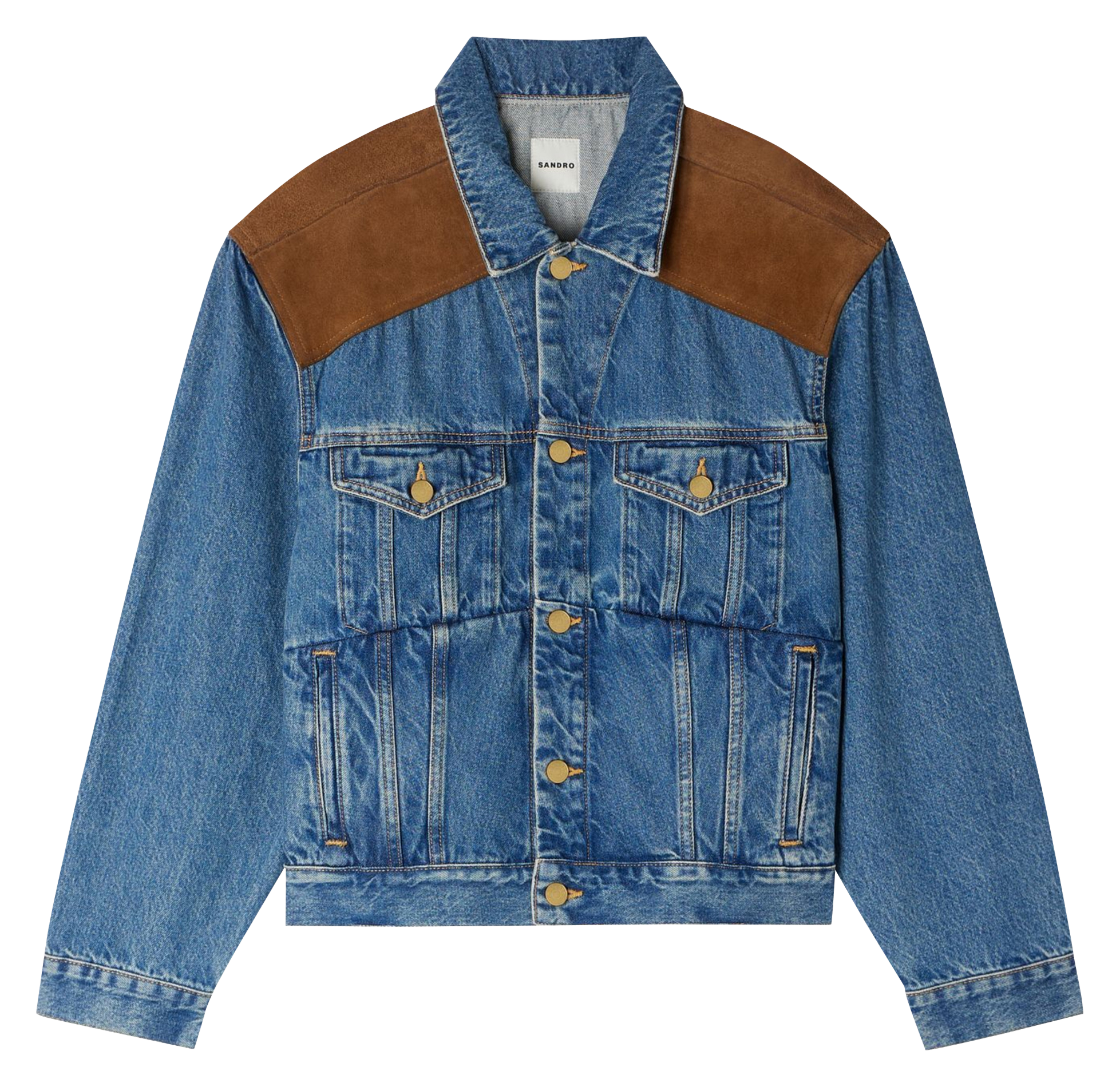 Veste oversize col classique en coton SANDRO Bleu
