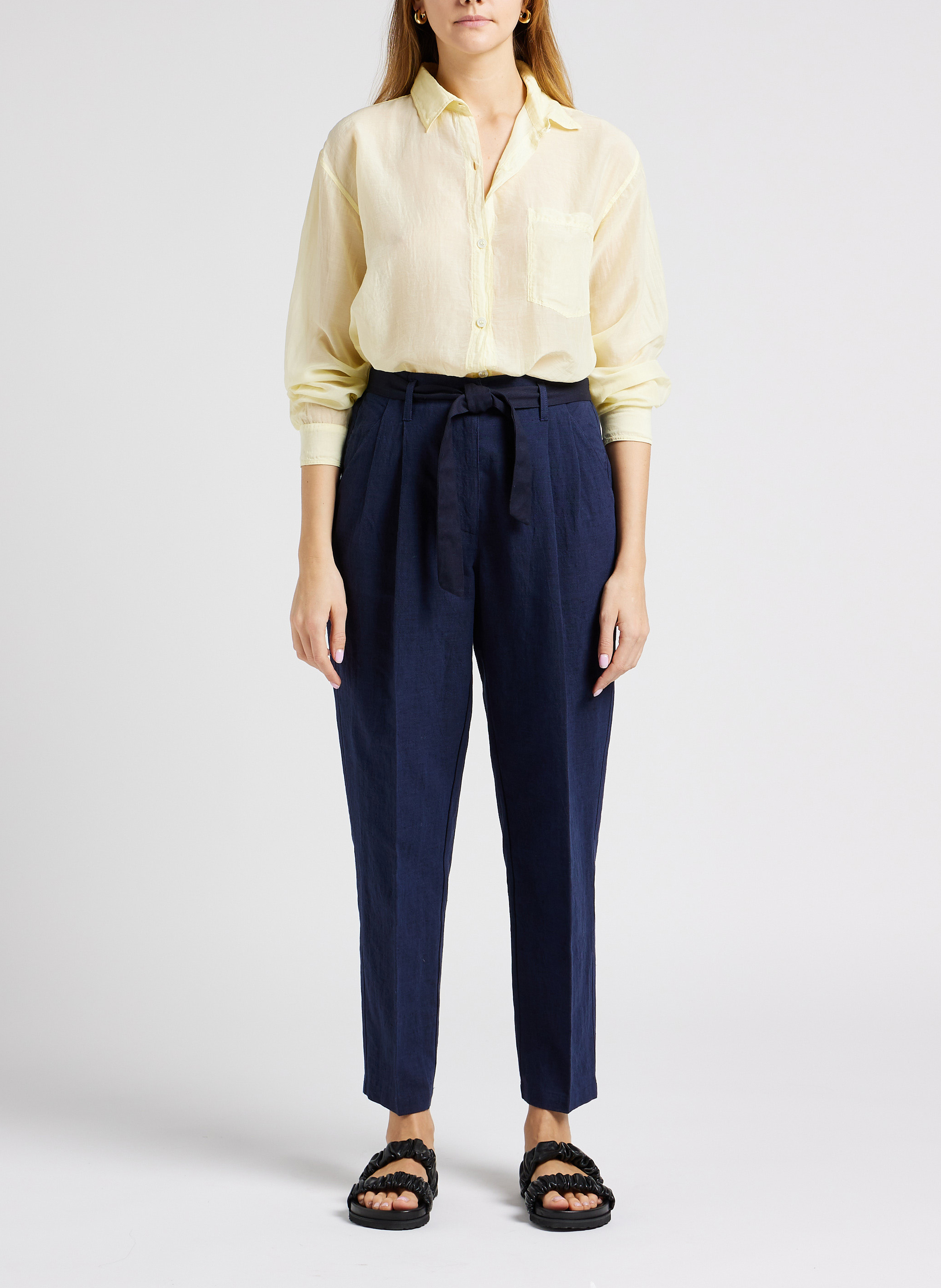 Ruimvallende blouse | katoenblend POMANDERE Geel