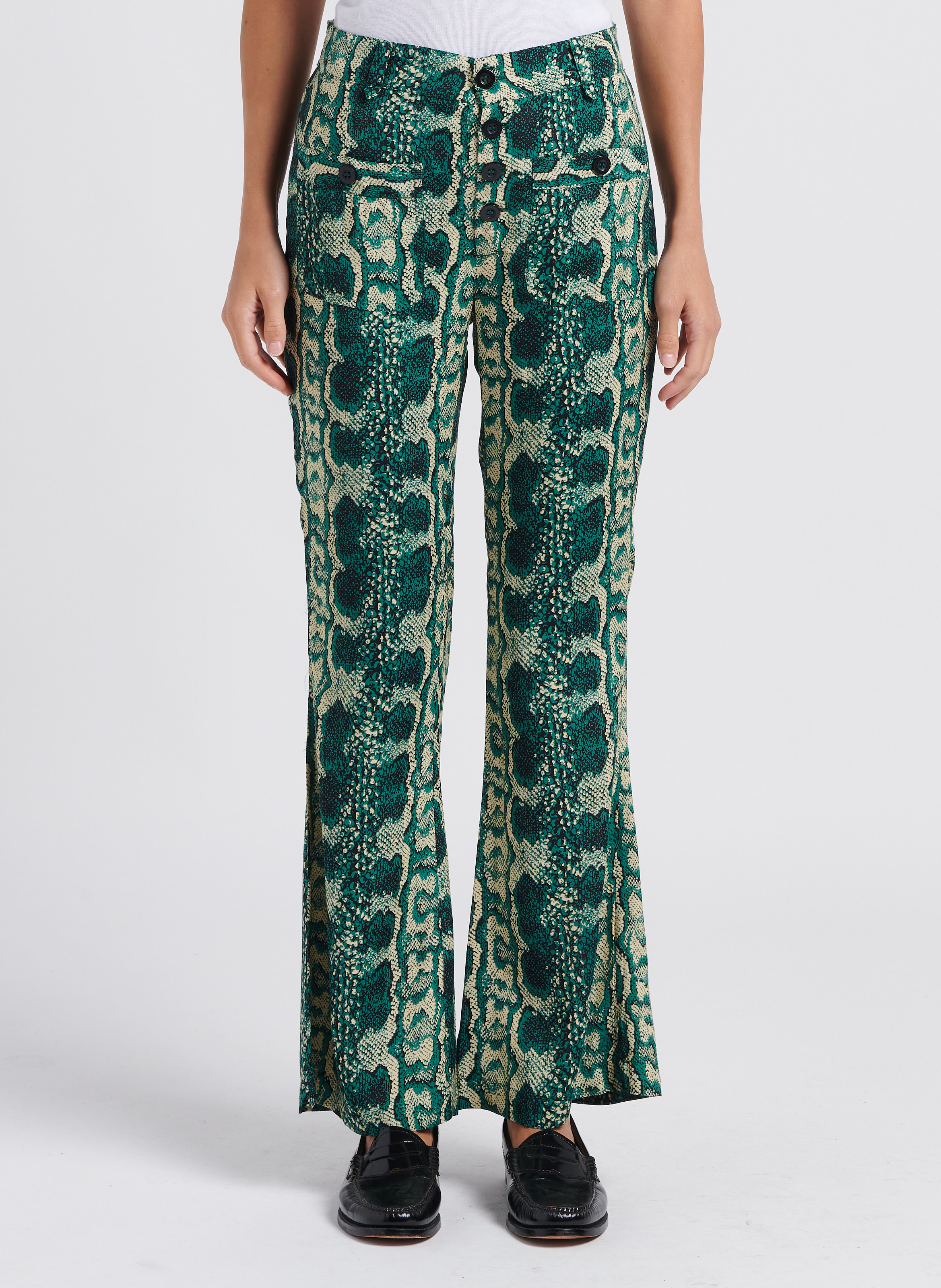 Python print palazzo trousers SWILDENS Green