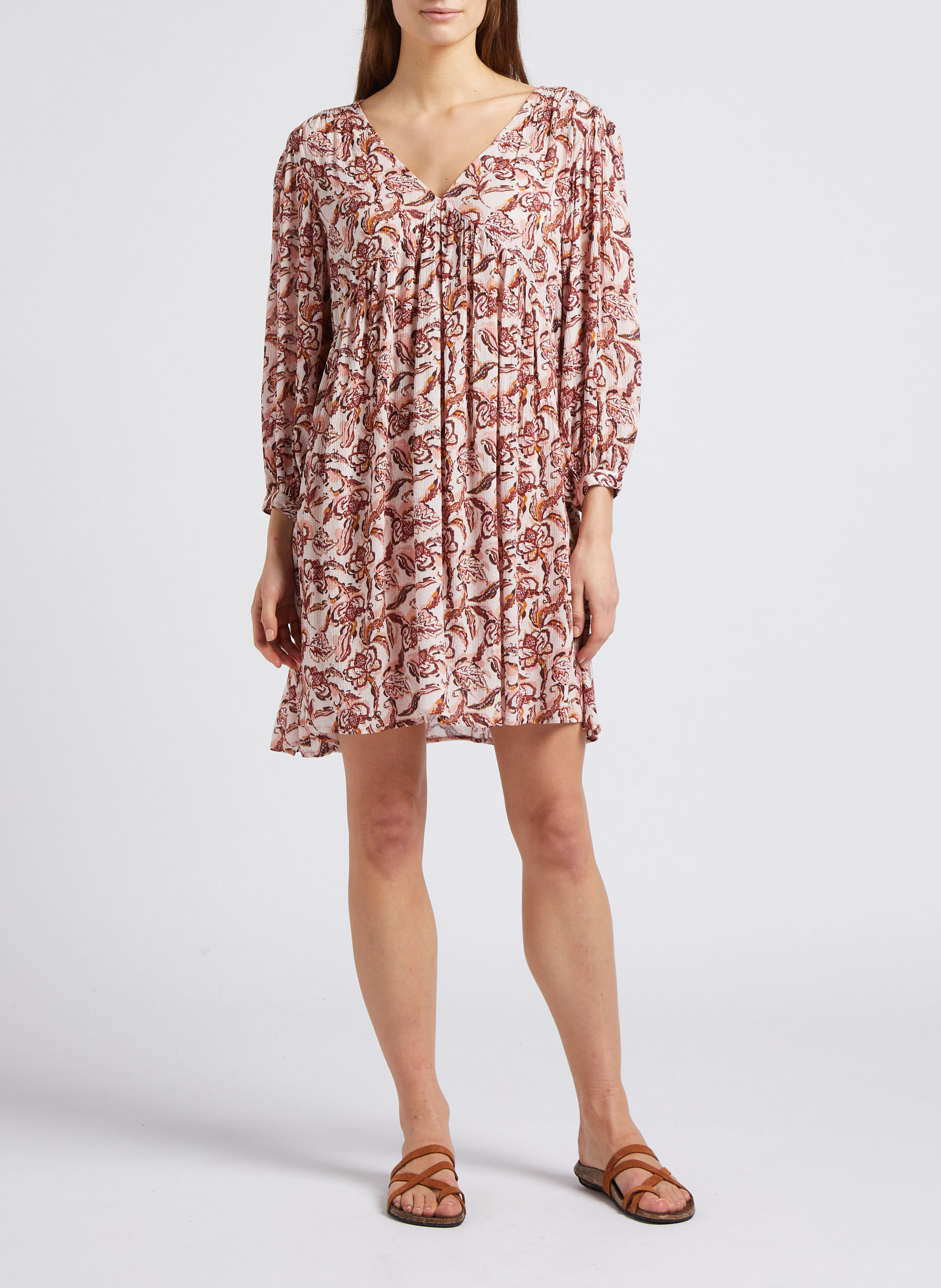 Robe courte col V imprimée LA PETITE ETOILE Multicolore