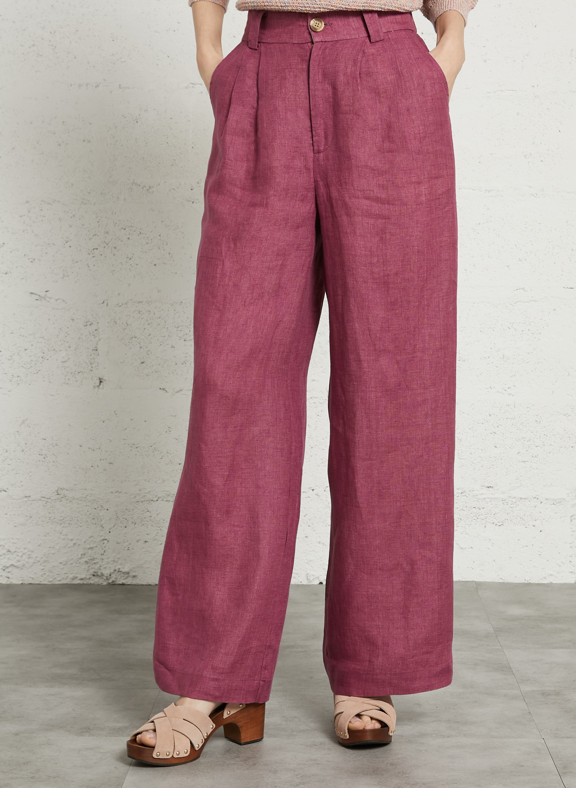 Hose mit weitem Leinenschnitt SEE U SOON Violett