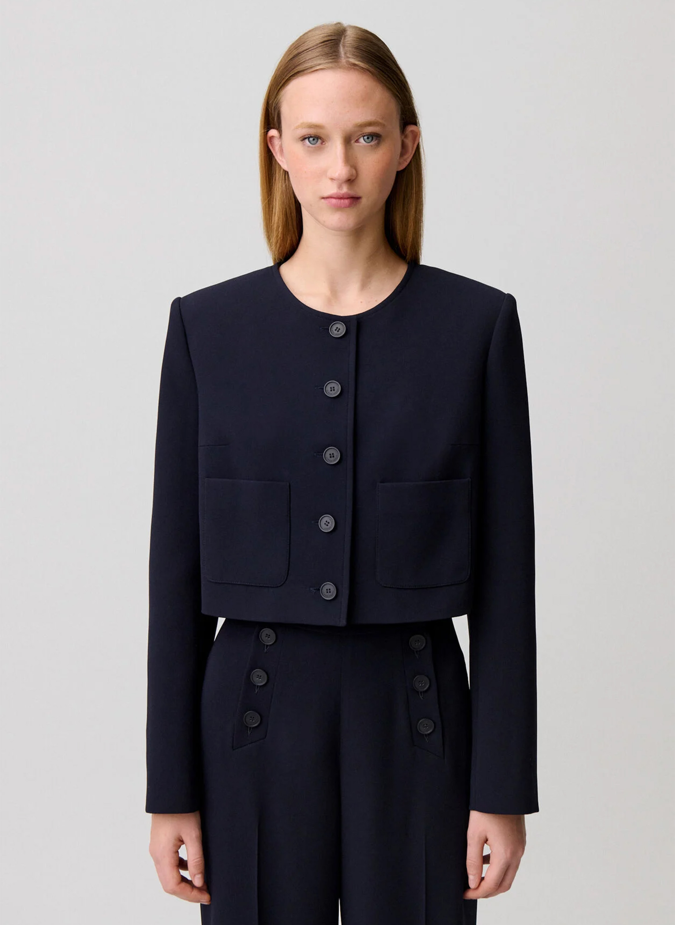 Veste boutonnée col rond unie CLAUDIE PIERLOT Noir