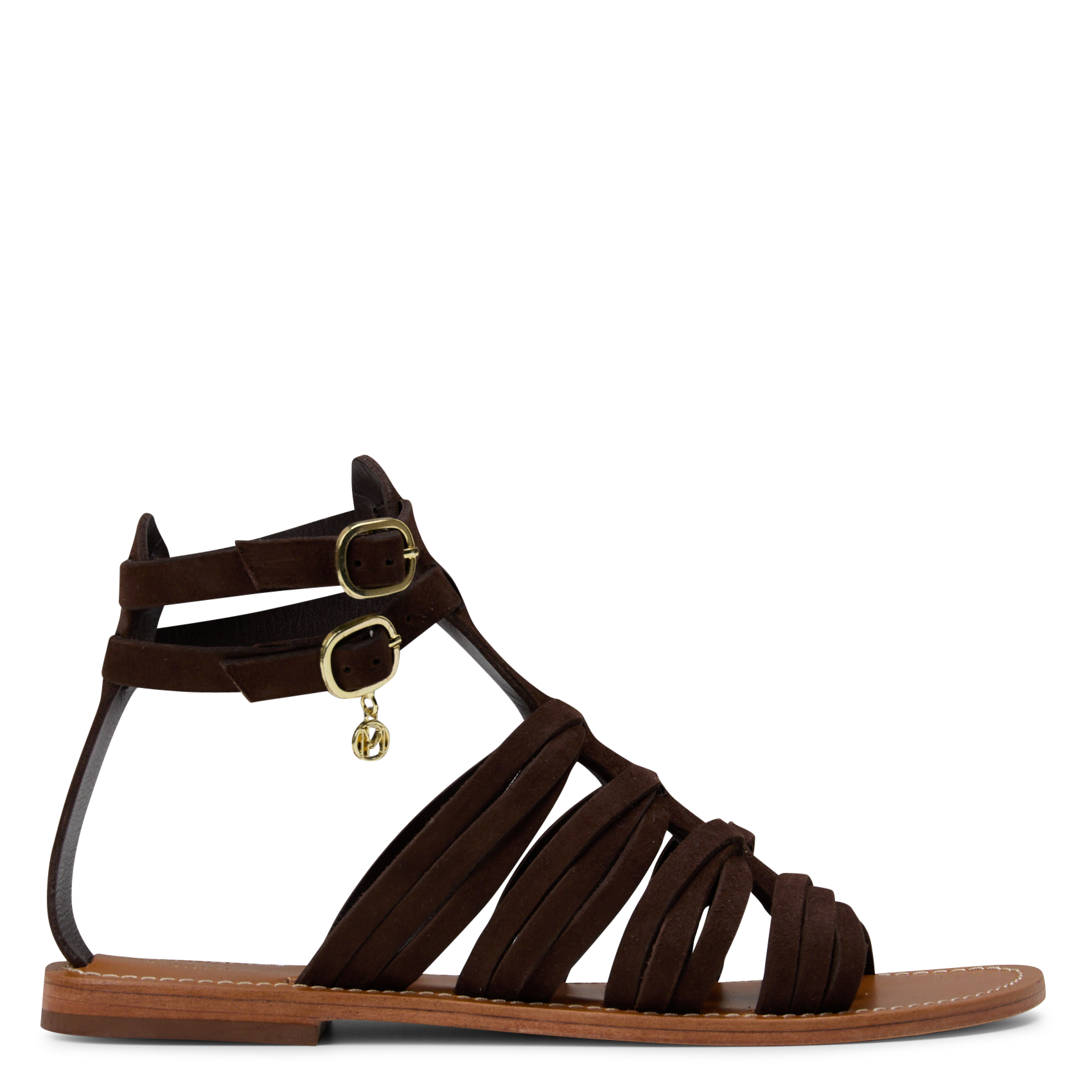 Sandales plates à brides en cuir suède PETITE MENDIGOTE Marron