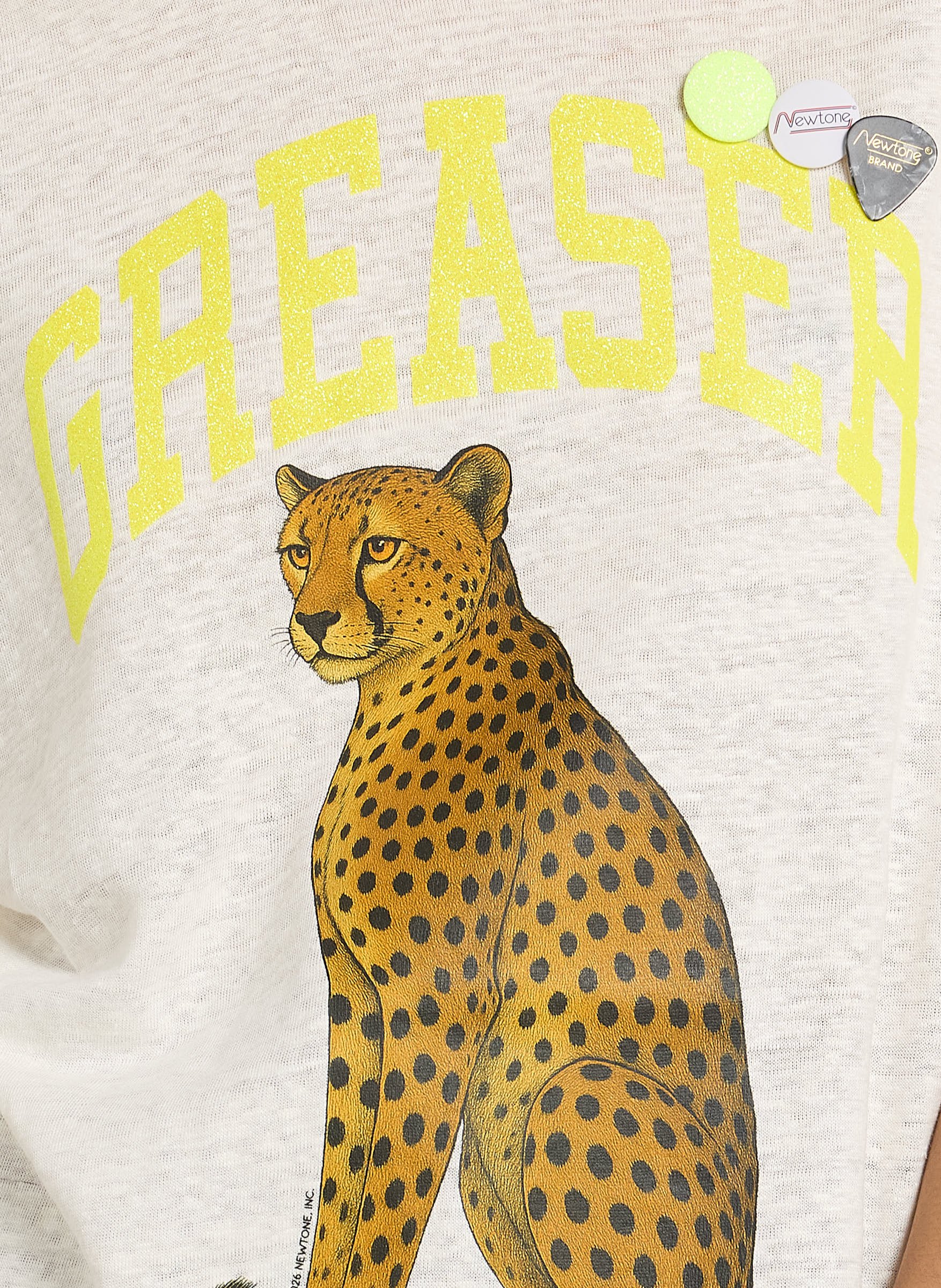 Tee-shirt droit col rond sérigraphié en lin NEWTONE Beige