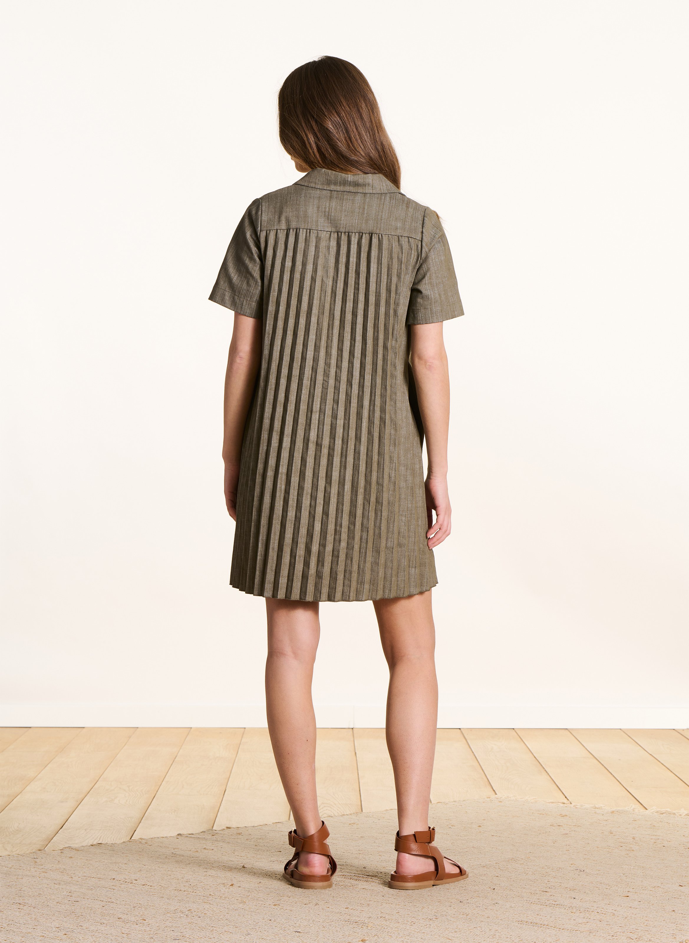 Robe courte trapèze en jean LA FEE MARABOUTEE Vert