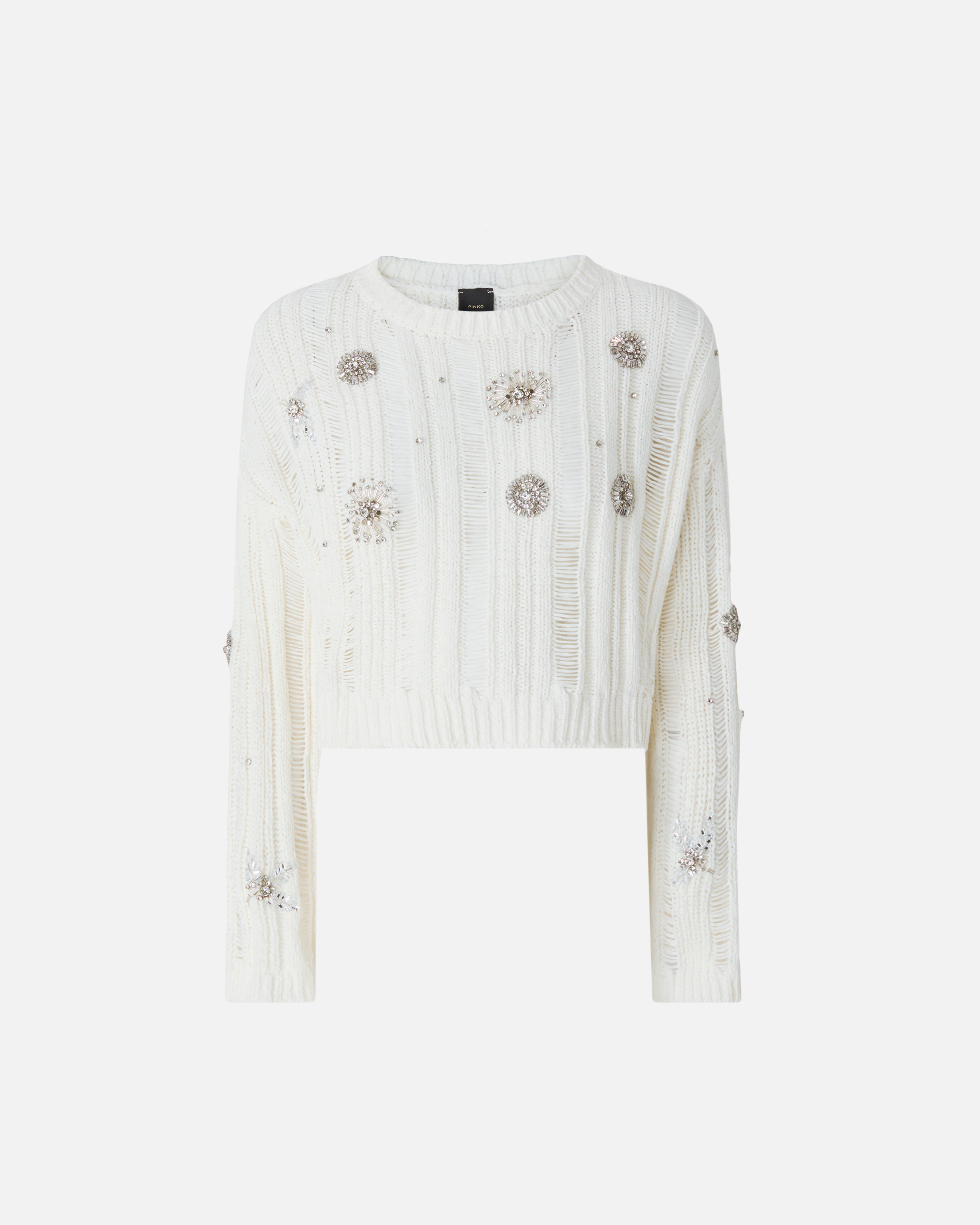 Cutout Jewel Sweater White