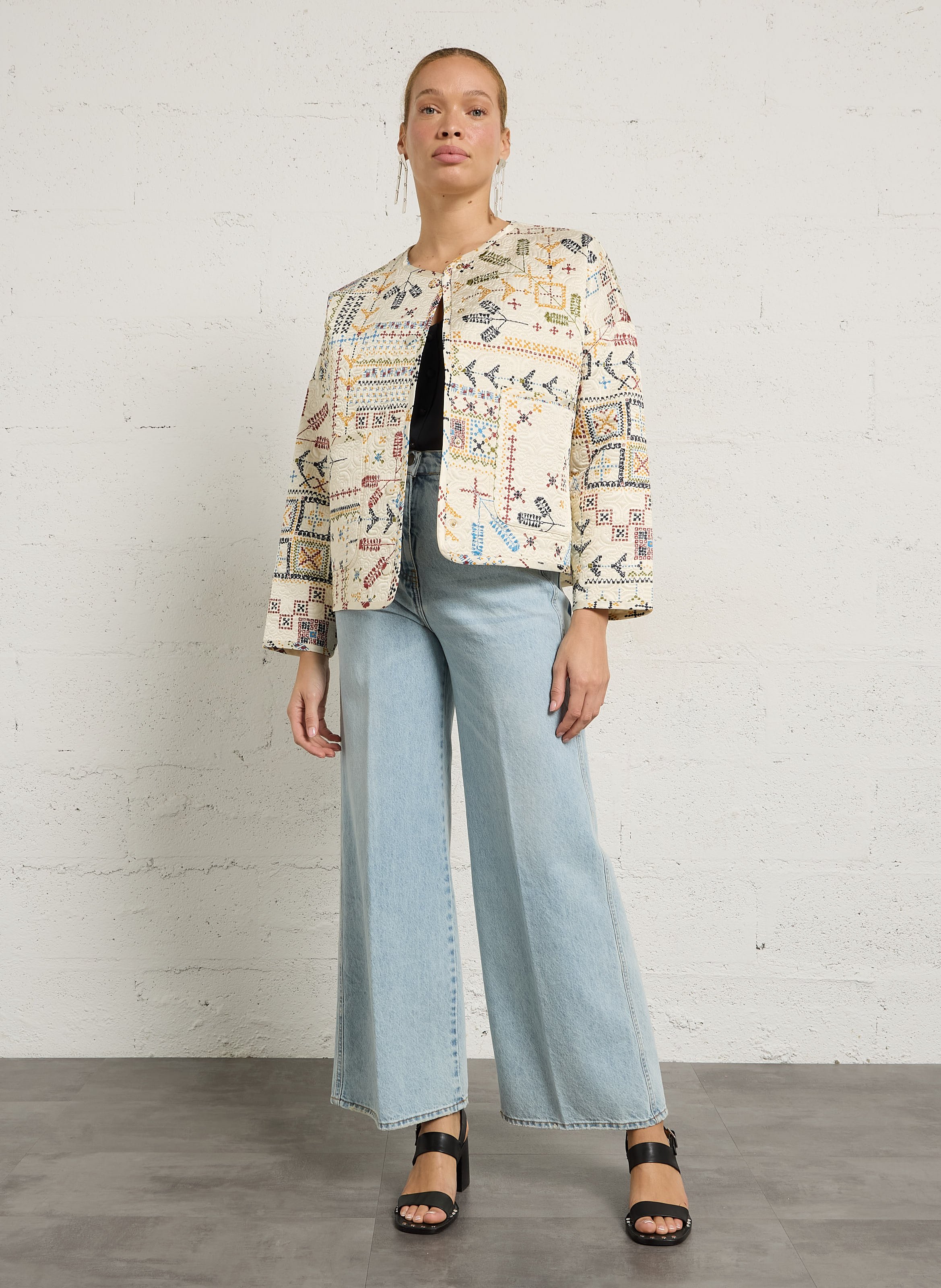 Veste droite col rond imprimé MOMONI Multicolore