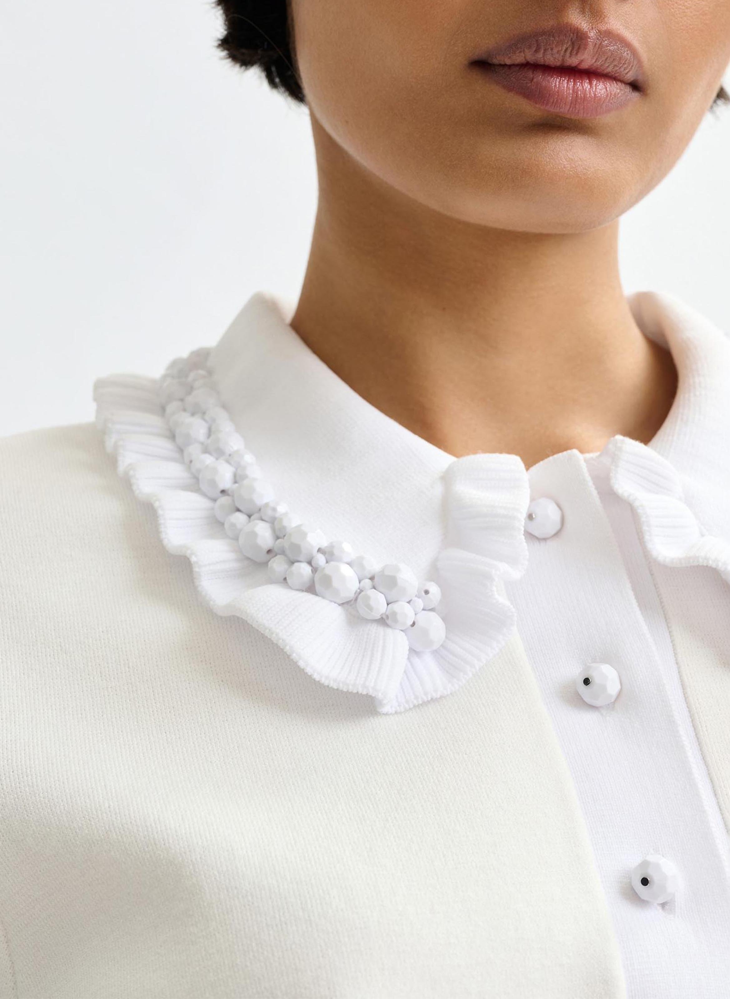 Polo manches courtes uni à volants ESSENTIEL ANTWERP Blanc