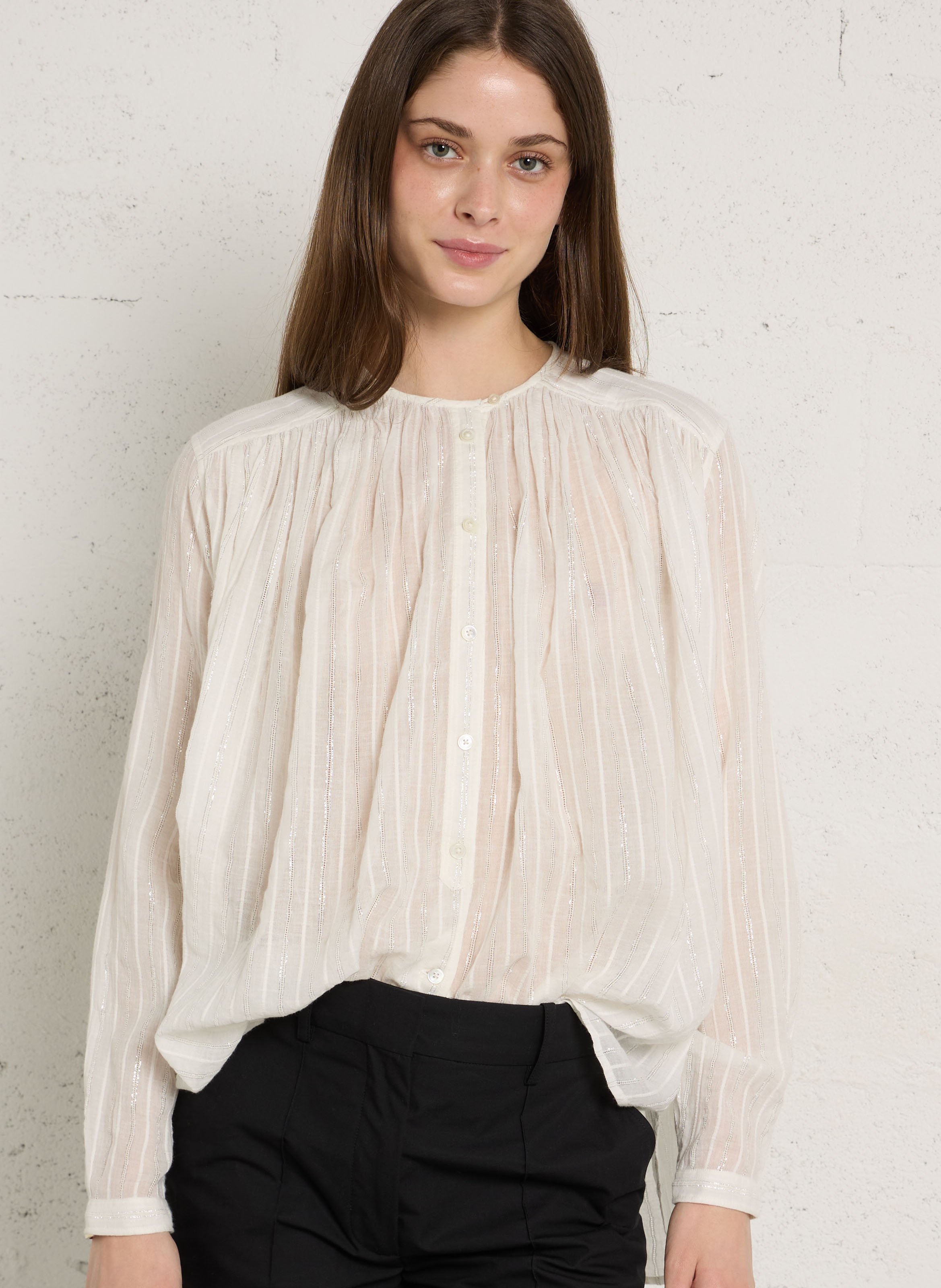 Oversize Rundhalsausschnitt Hemd aus Baumwollmischung LAURENCE BRAS Weiss
