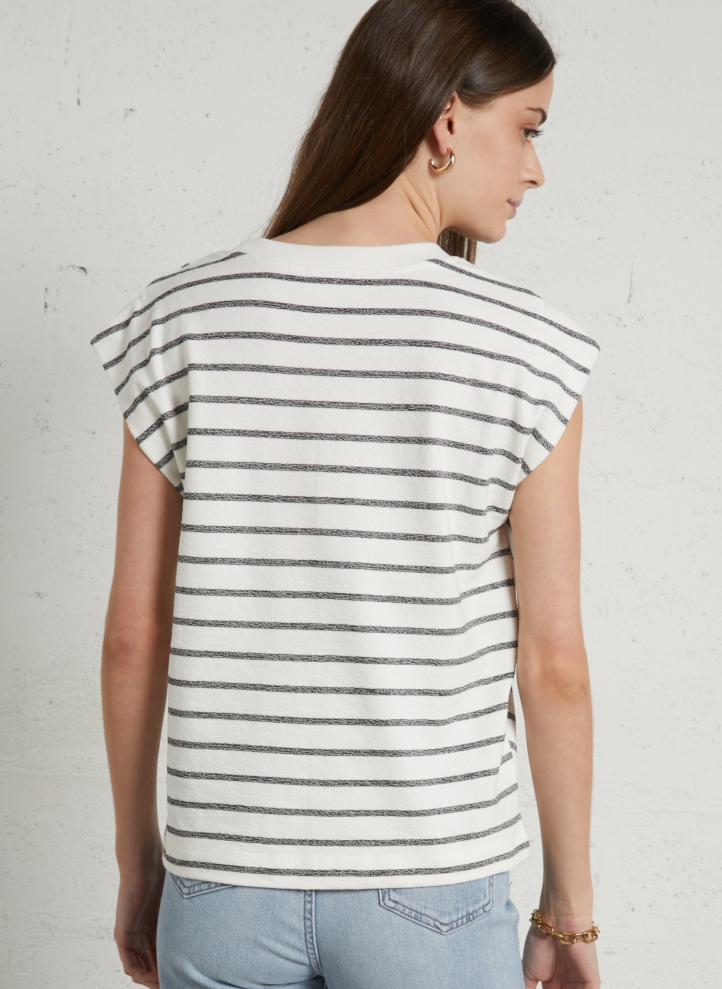 Tee-shirt col rond en coton MAISON 123 Beige