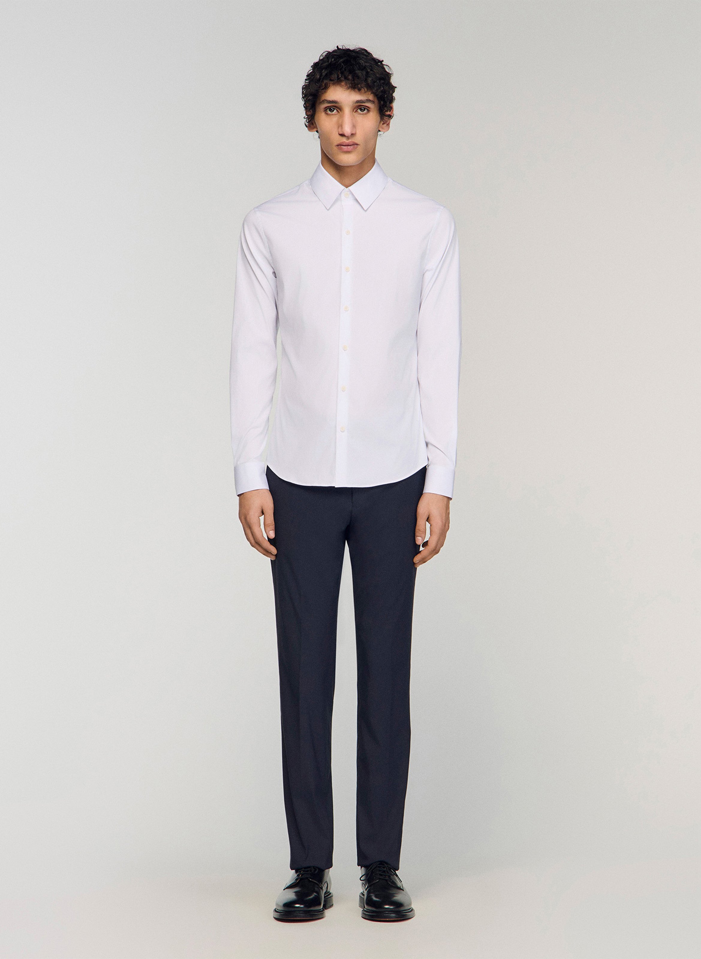 Straight-fit overhemd van katoenmix SANDRO Wit