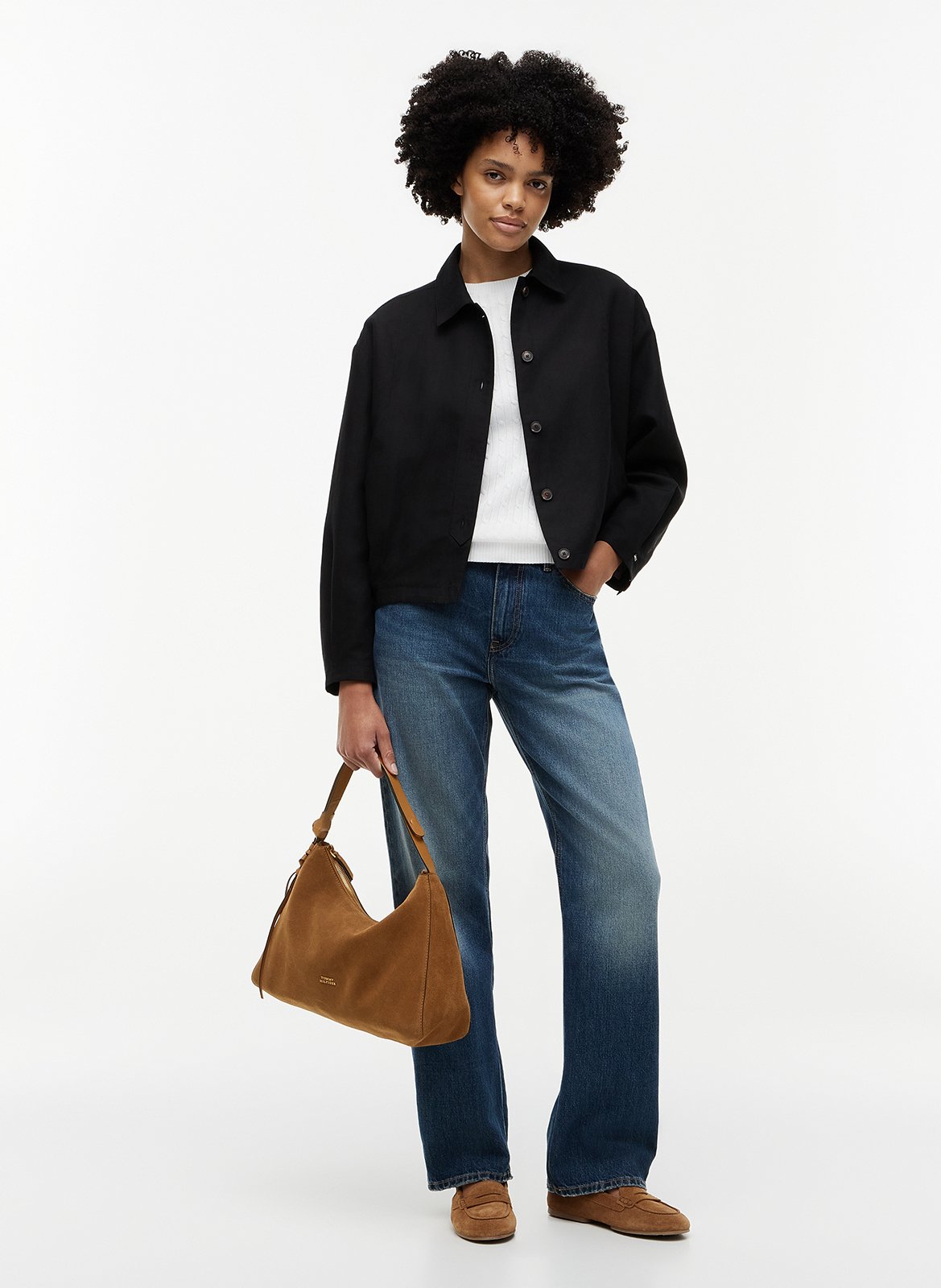 Velvet handbag TOMMY HILFIGER Brown