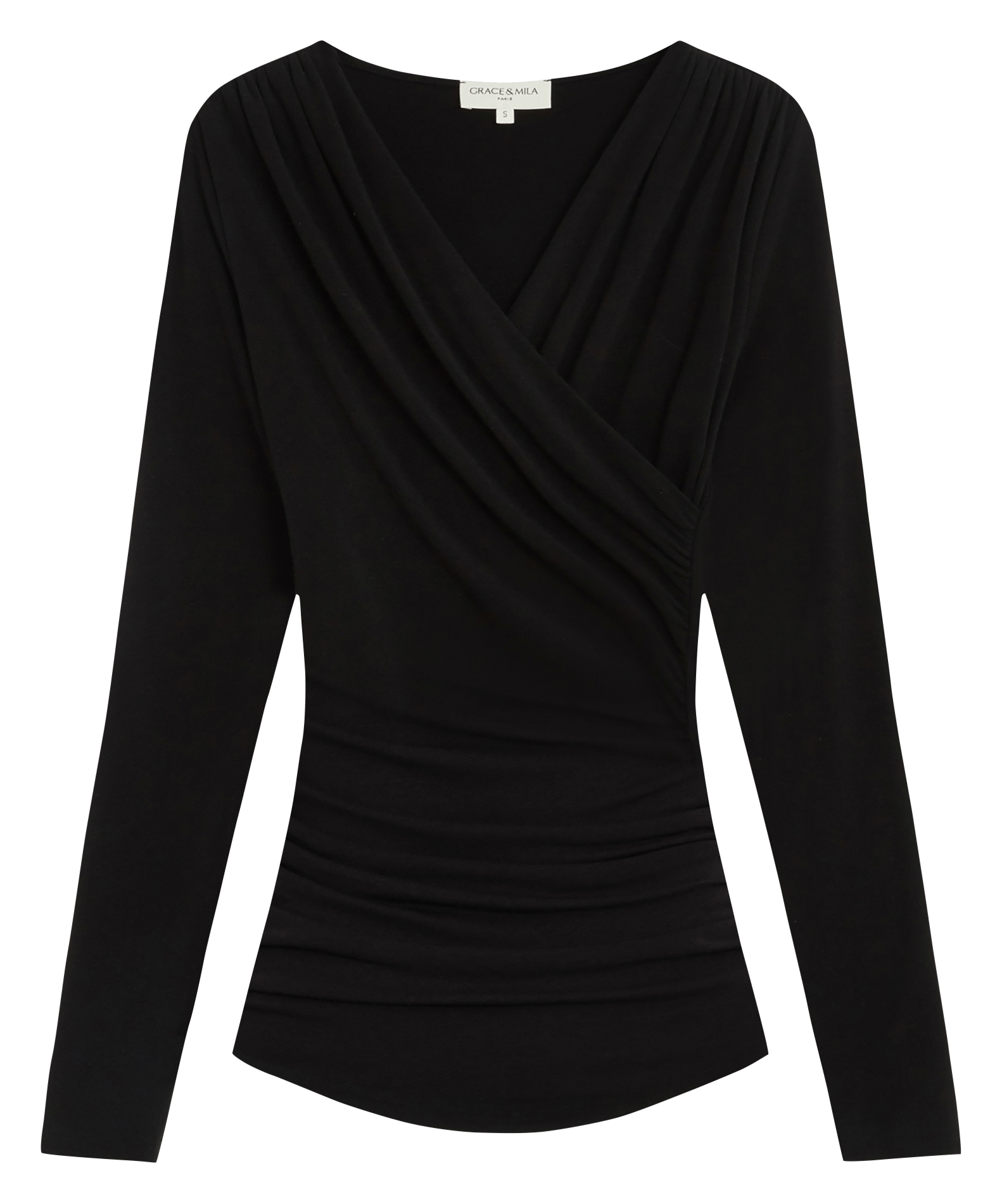 Top moulant col V GRACE ET MILA Noir
