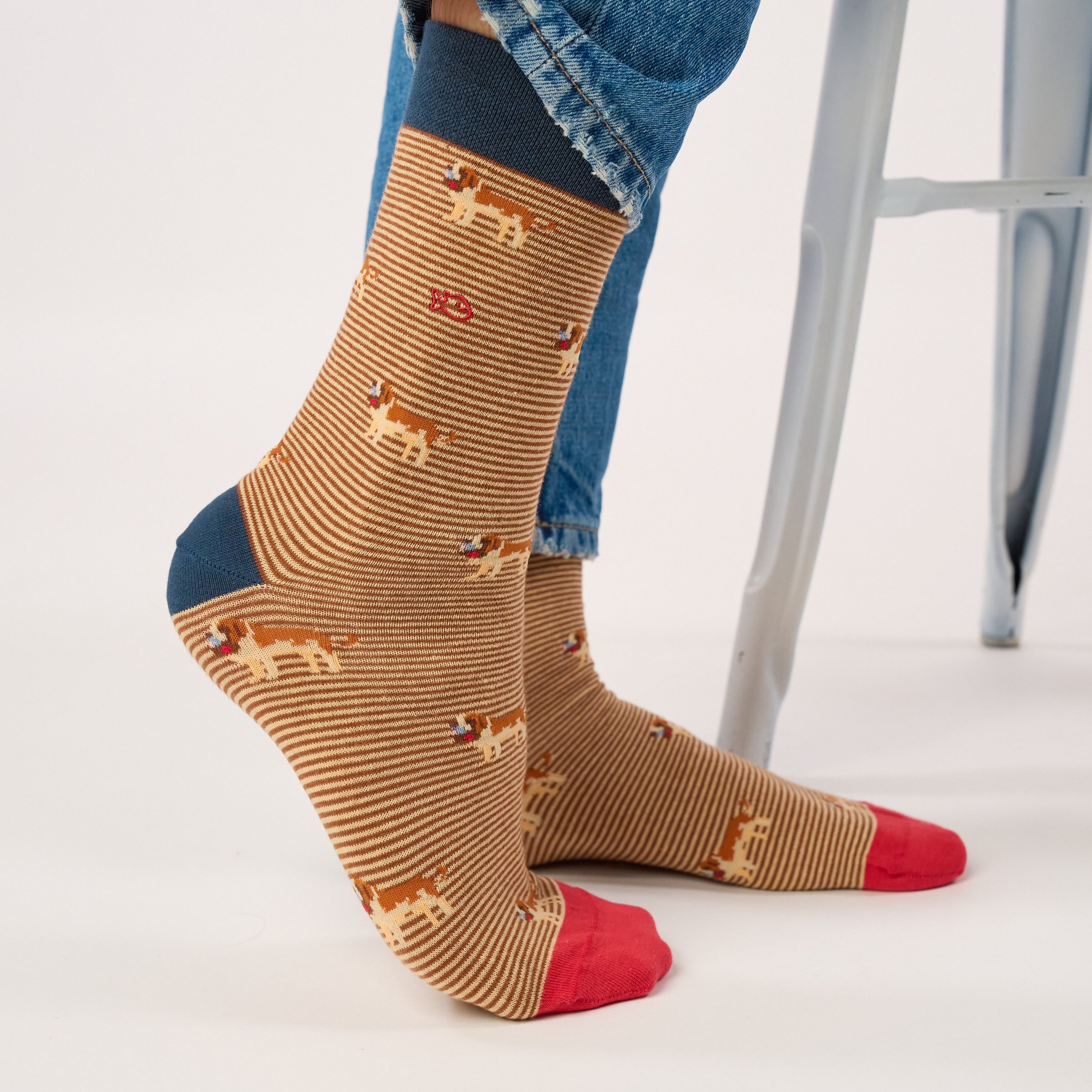 Combed Cotton Animal Socks BILLYBELT Brown