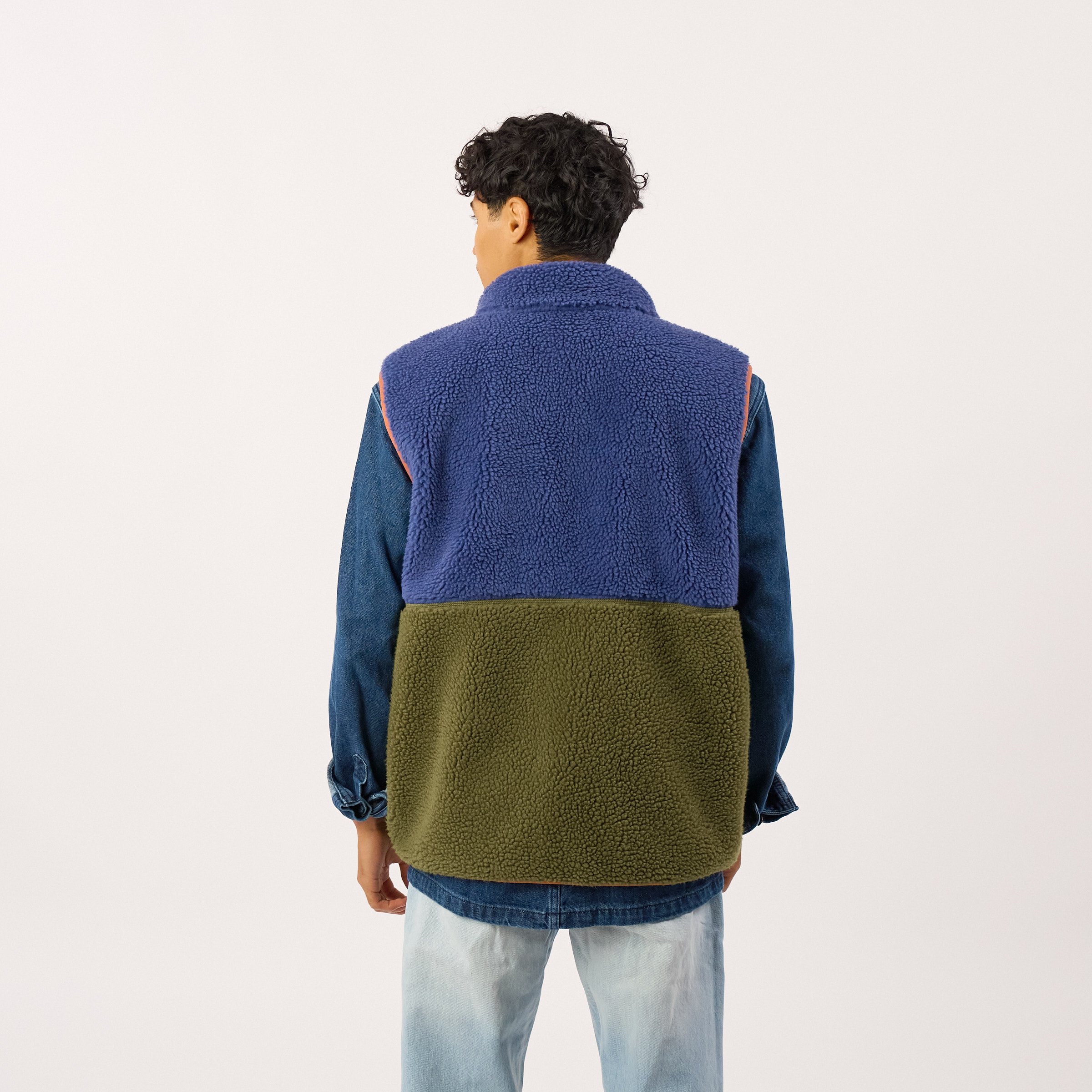 Sleeveless Sherpa Zip-Up Vest | Blue BILLYBELT Men