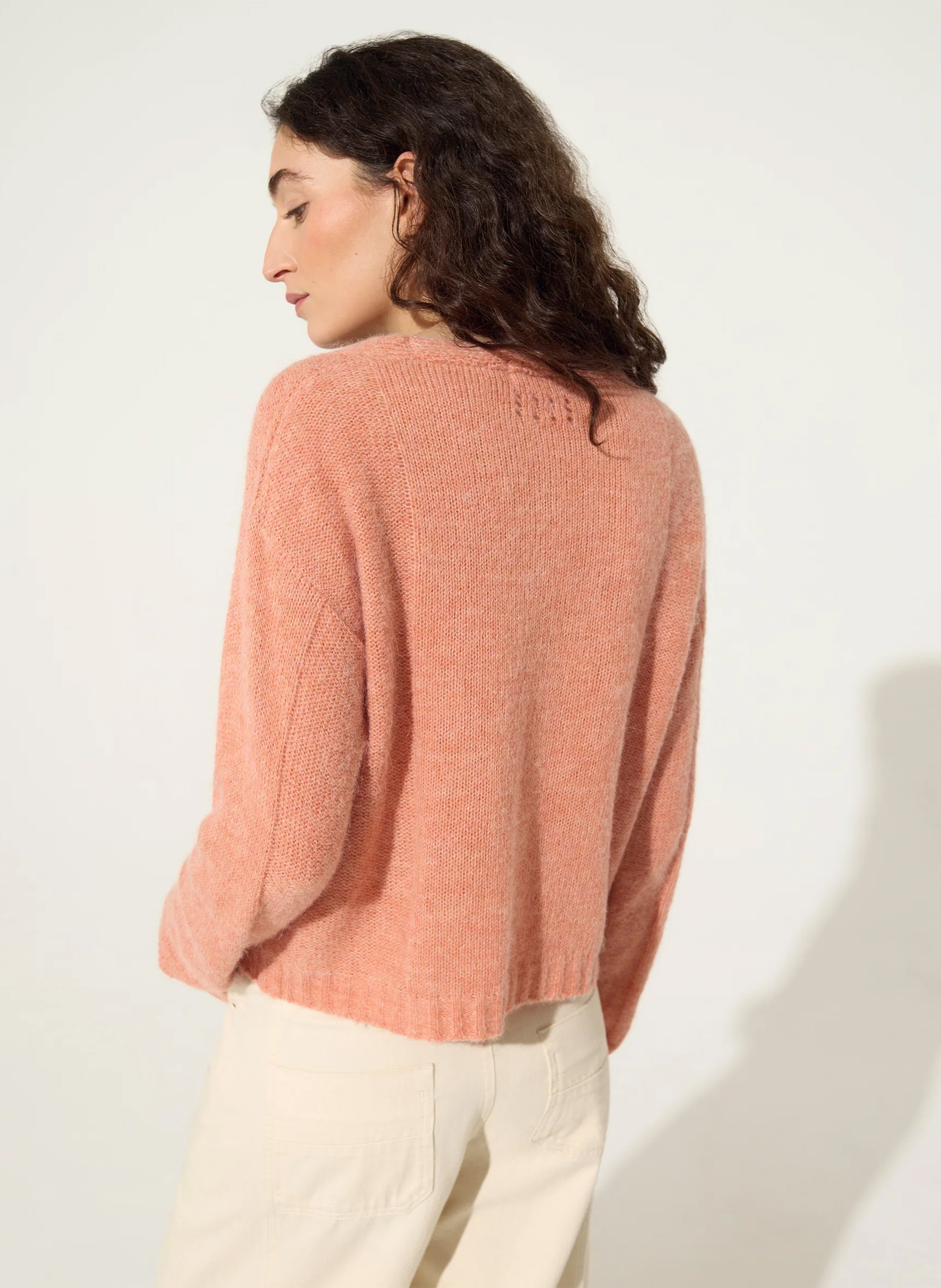 Weite Strickmix-Jacke mit V-Ausschnitt COTELAC ACOTE Orange