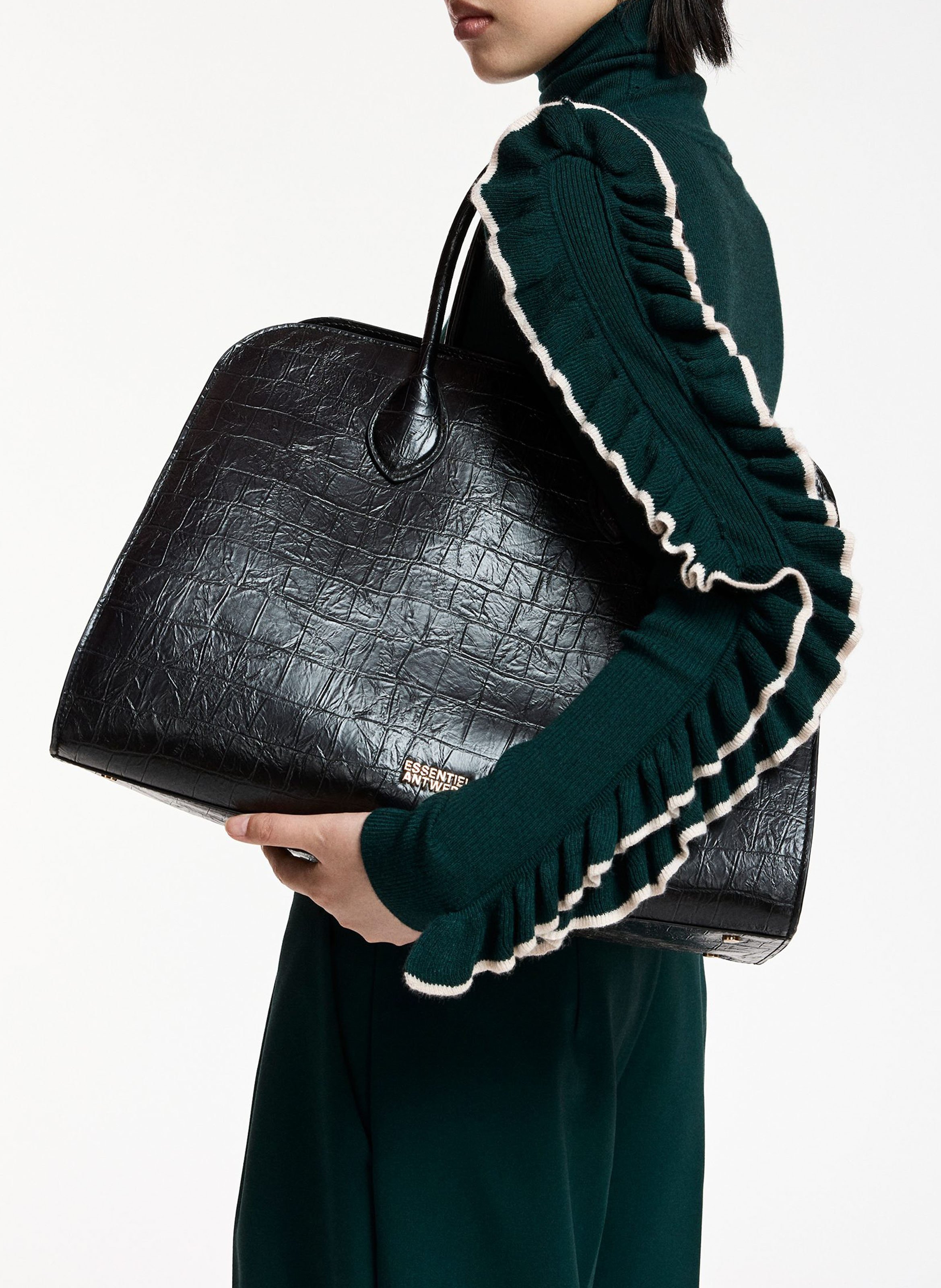 Shopper in Kroko-Optik | Schwarz ESSENTIEL ANTWERP Damen