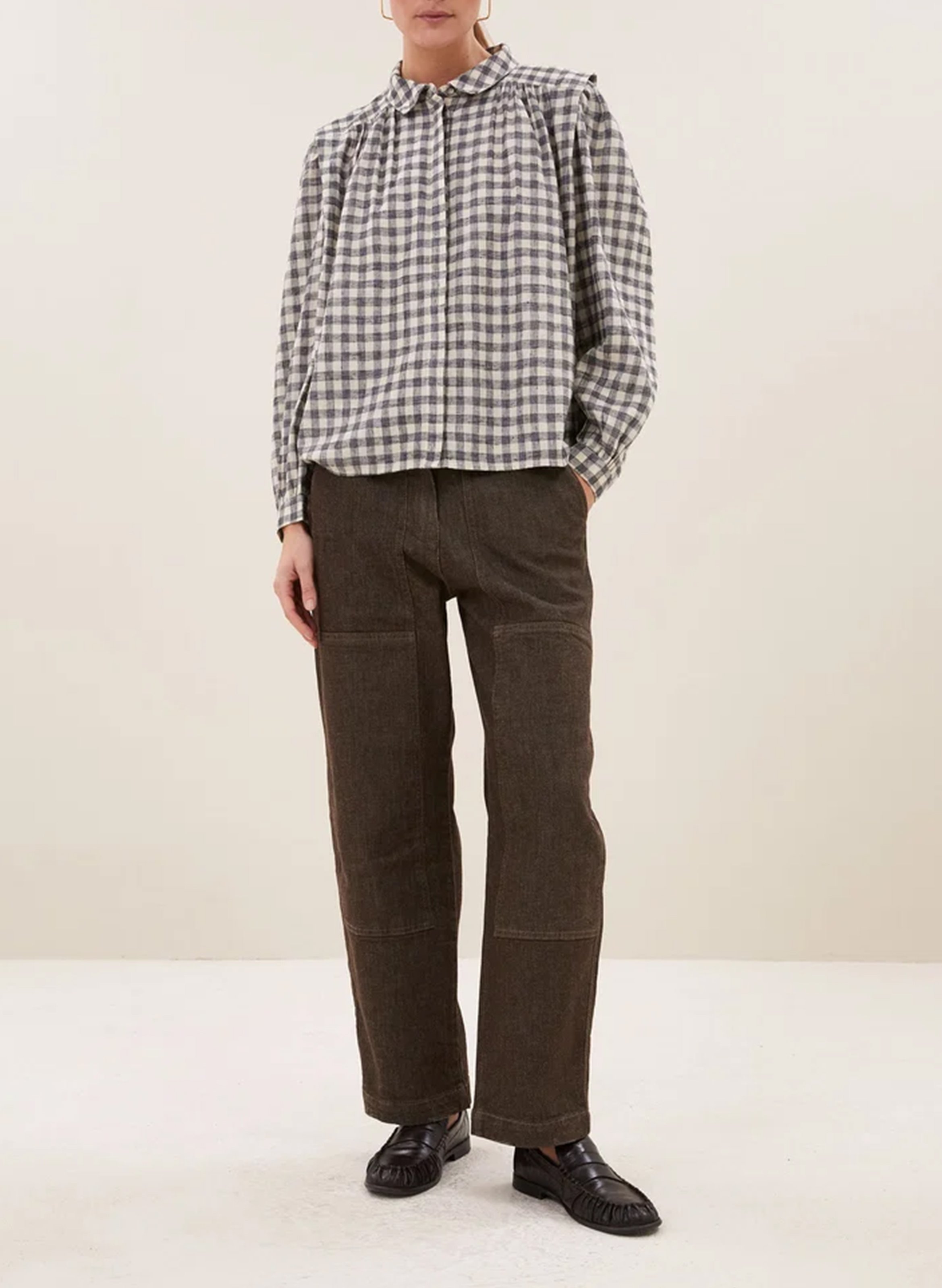 Chemise droite col clasique à carreaux BY BAR Gris