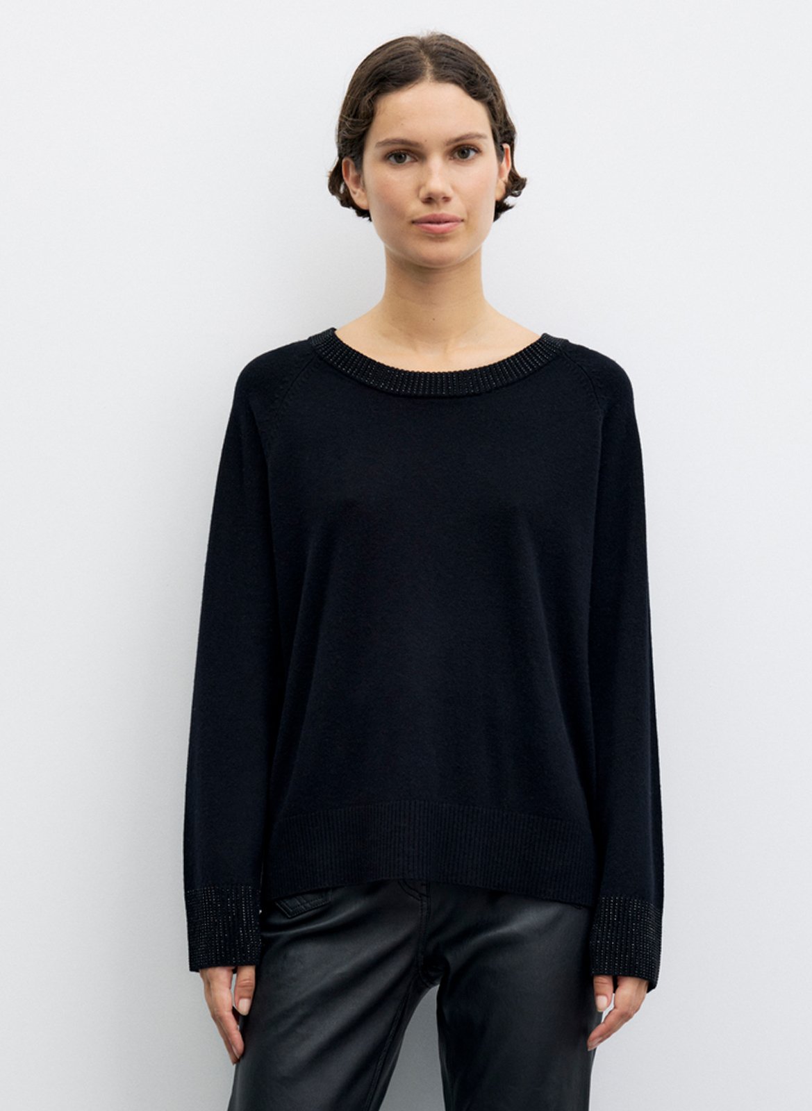 Straight wool sweater with rhinestones GERARD DAREL Black