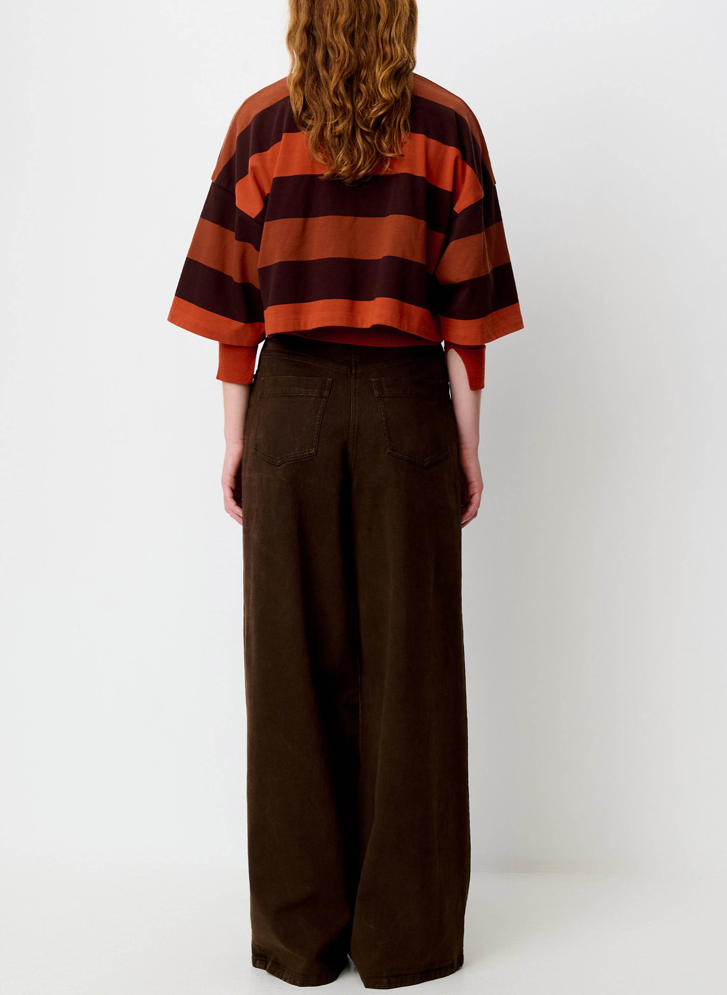 High-rise wide-leg cotton jeans SESSUN Brown