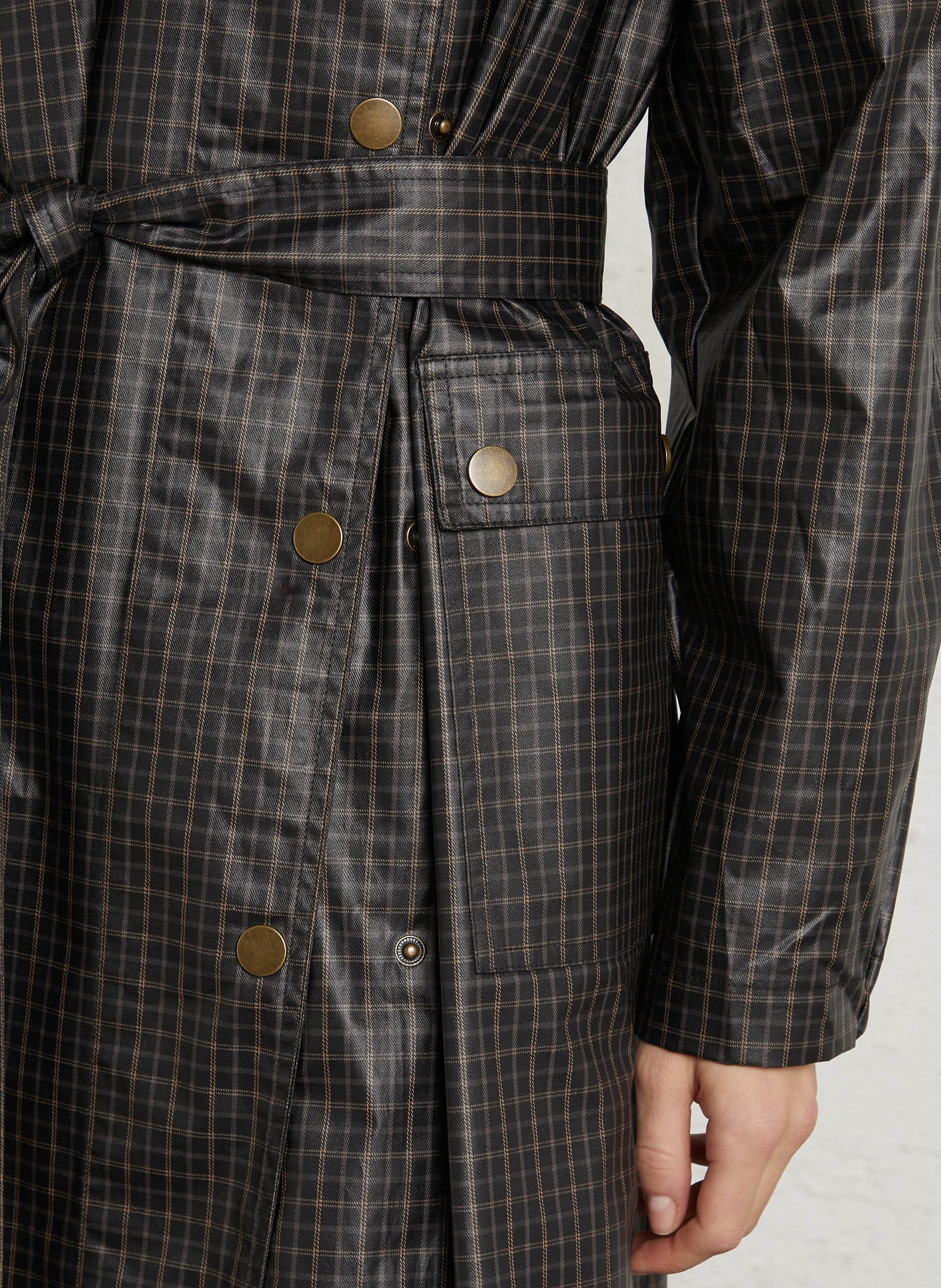 Straight-fit high-neck cotton windbreaker with belt LEON & HARPER Black