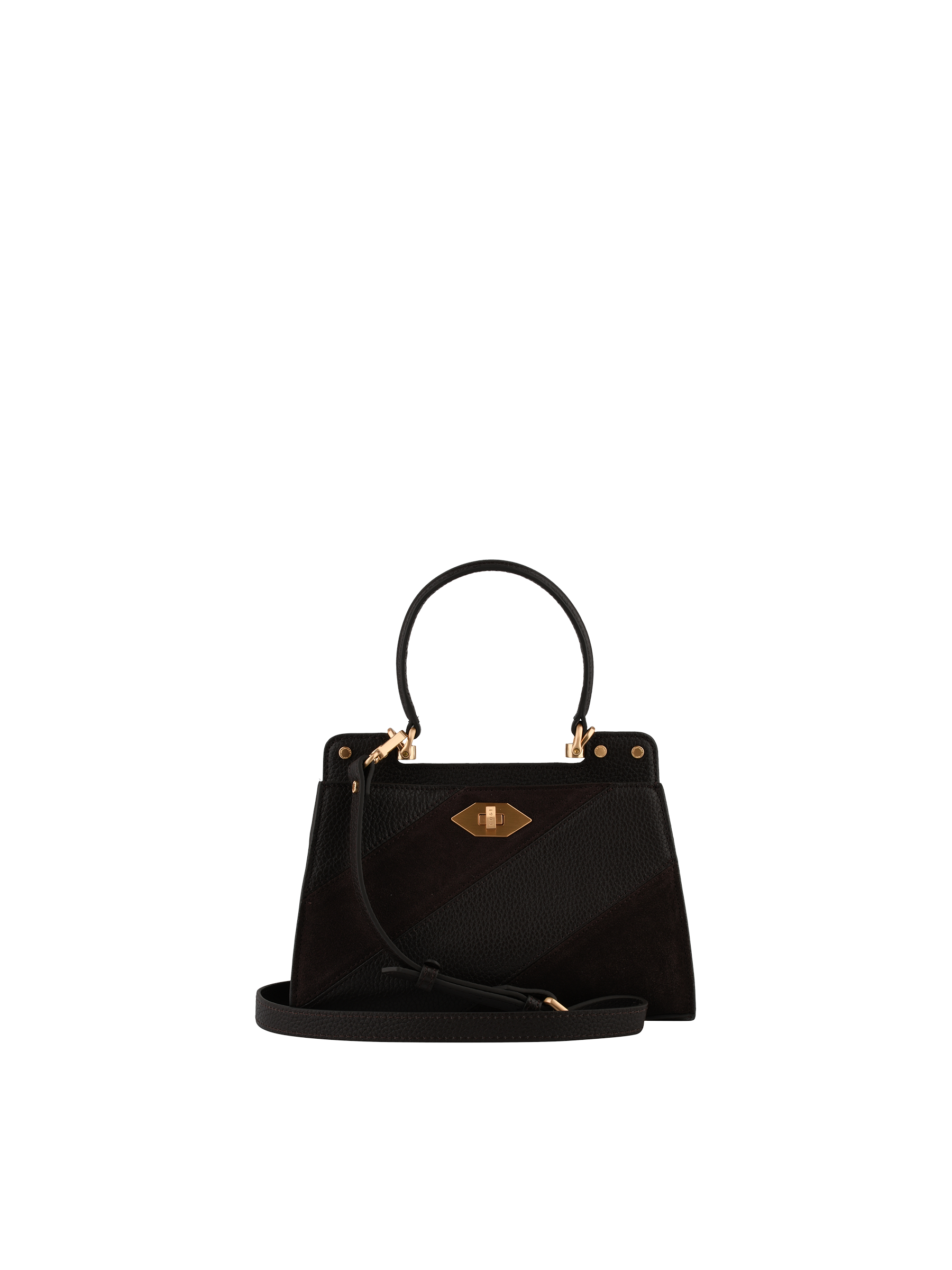 Cowhide leather handbag with a suede-effect finish POURCHET Multicolored