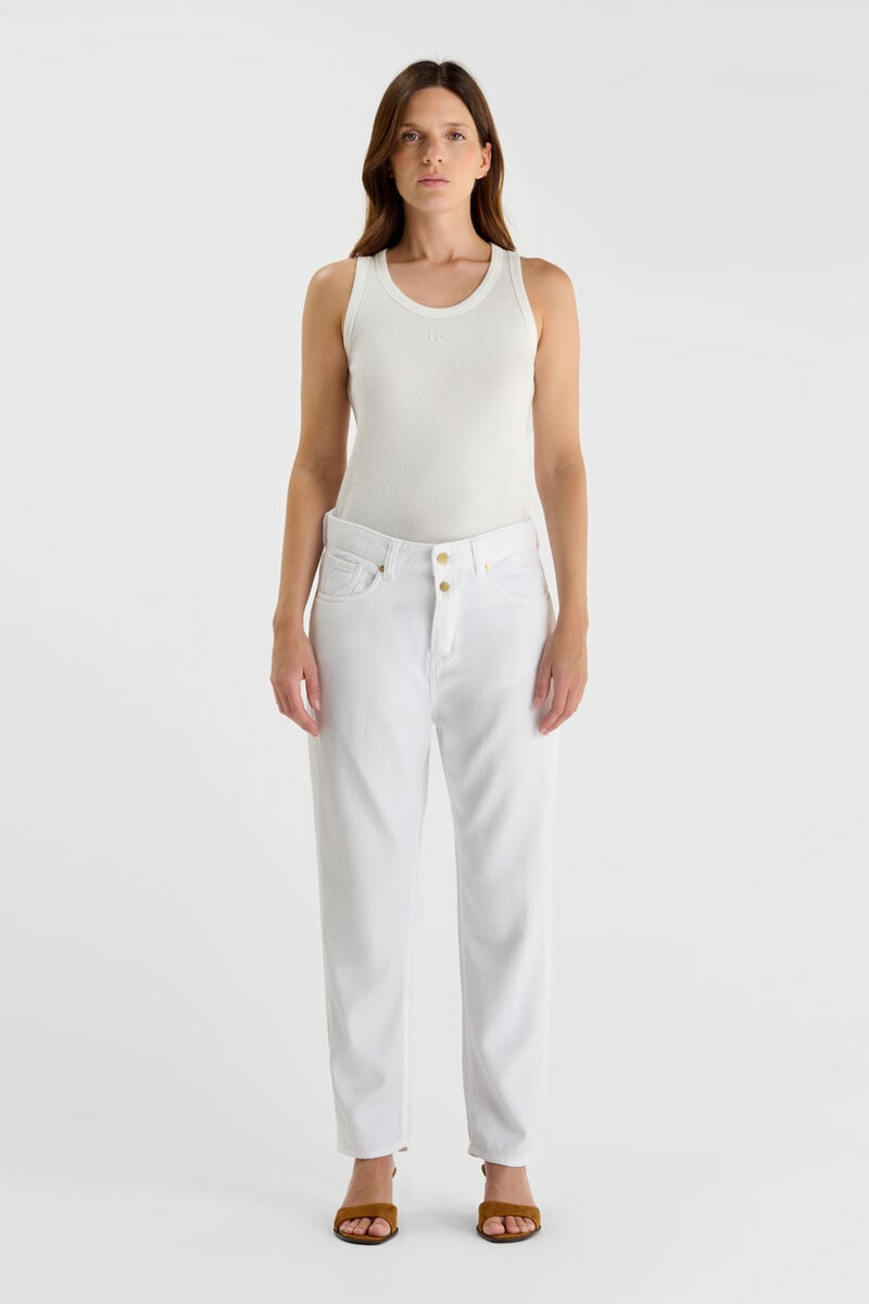 High-waisted loose-fit buttoned jeans LE TEMPS DES CERISES White