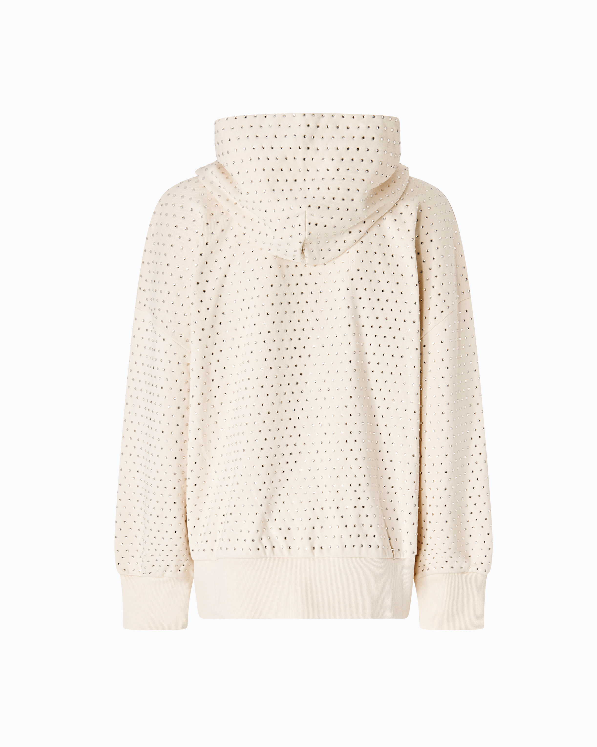 Sweat-shirt zippé à capuche avec strass all-over PINKO Beige
