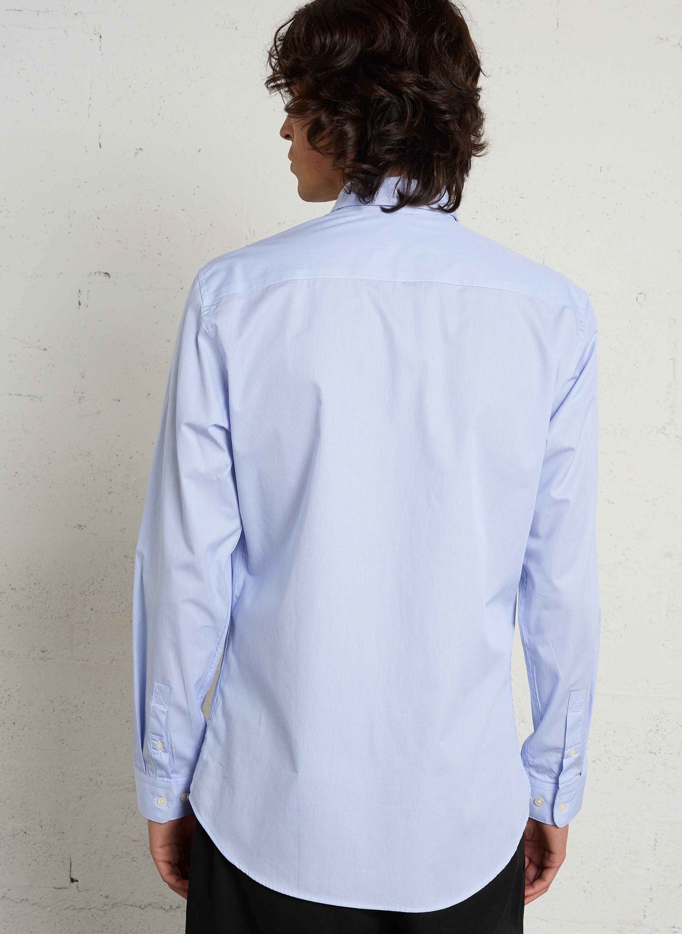 Gestreifte Baumwollbluse mit klassischem Kragen AU PRINTEMPS PARIS Blau
