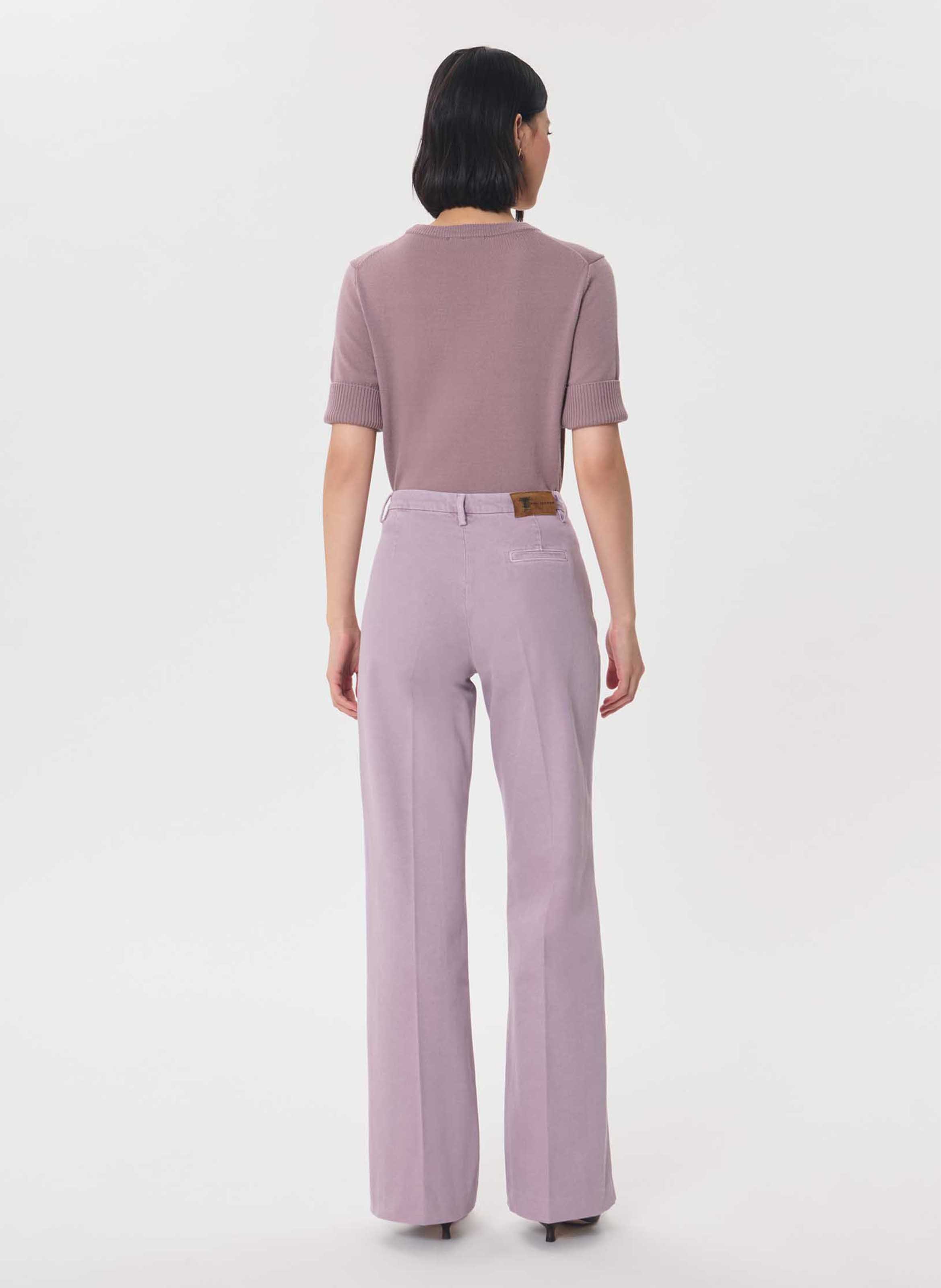 Einfarbige Straight-Jeans mit hohem Bund TARA JARMON Violett