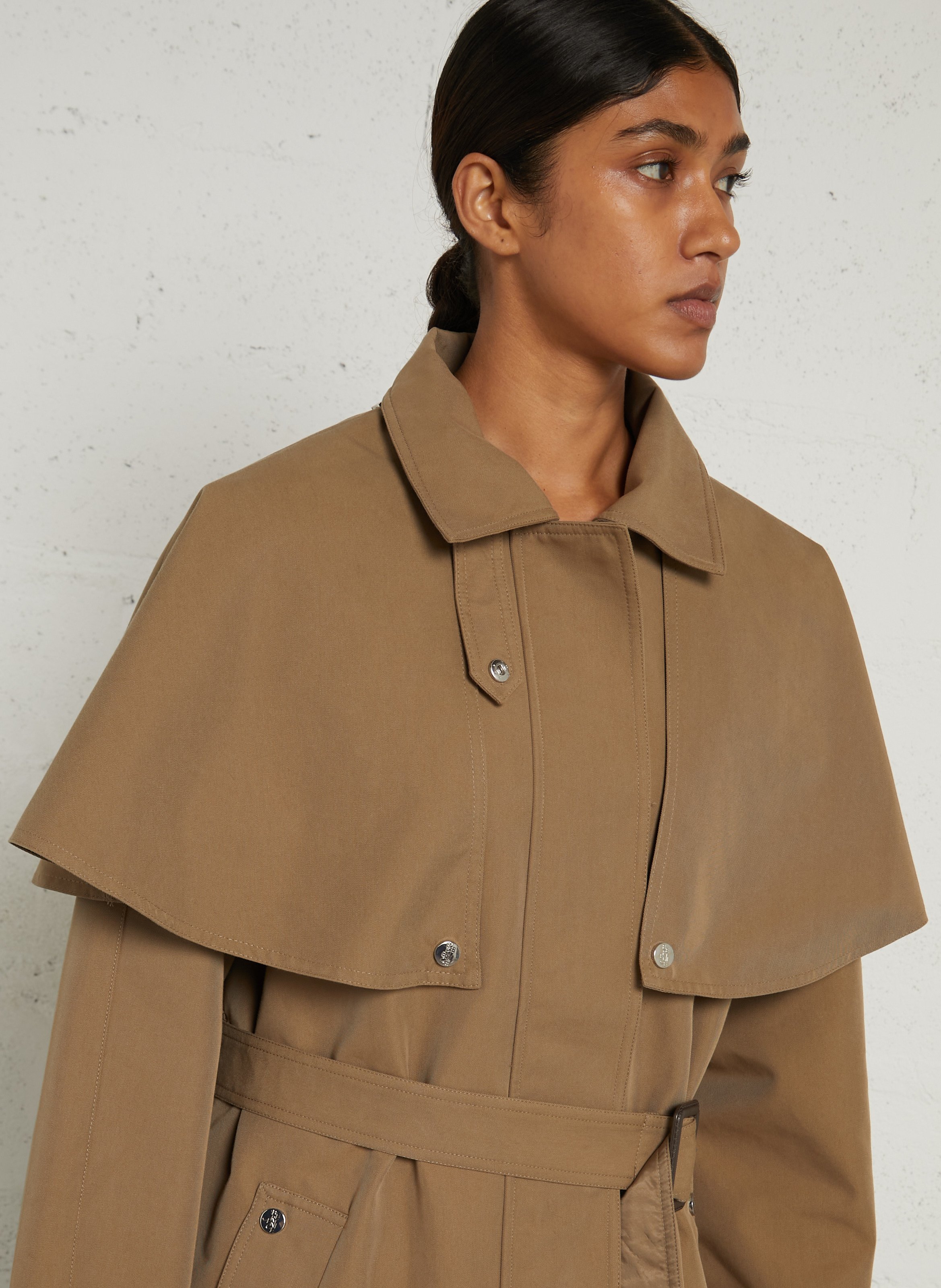 Trench long cintré en coton BERENICE Beige