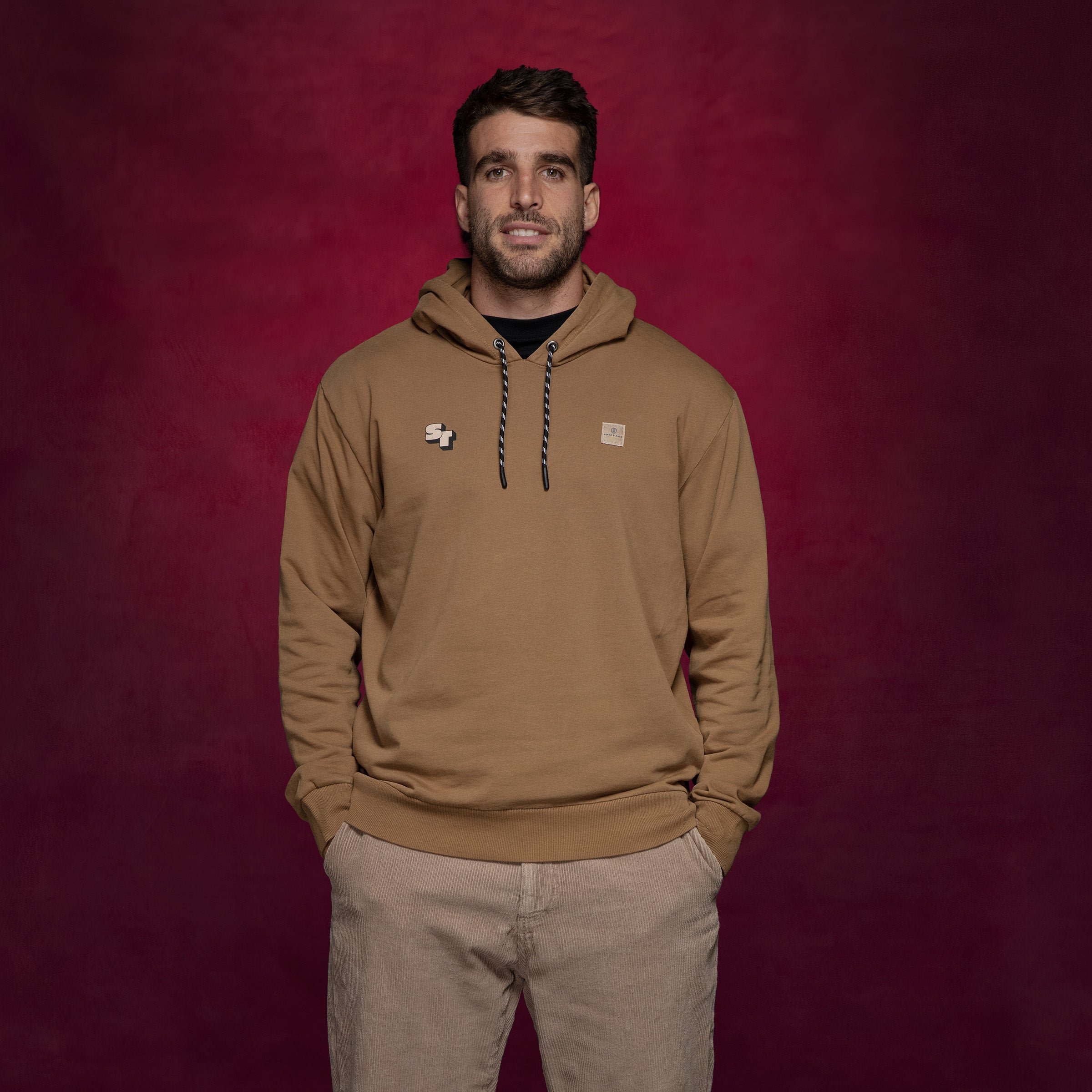 Cotton fleece hoodie SERGE BLANCO Brown