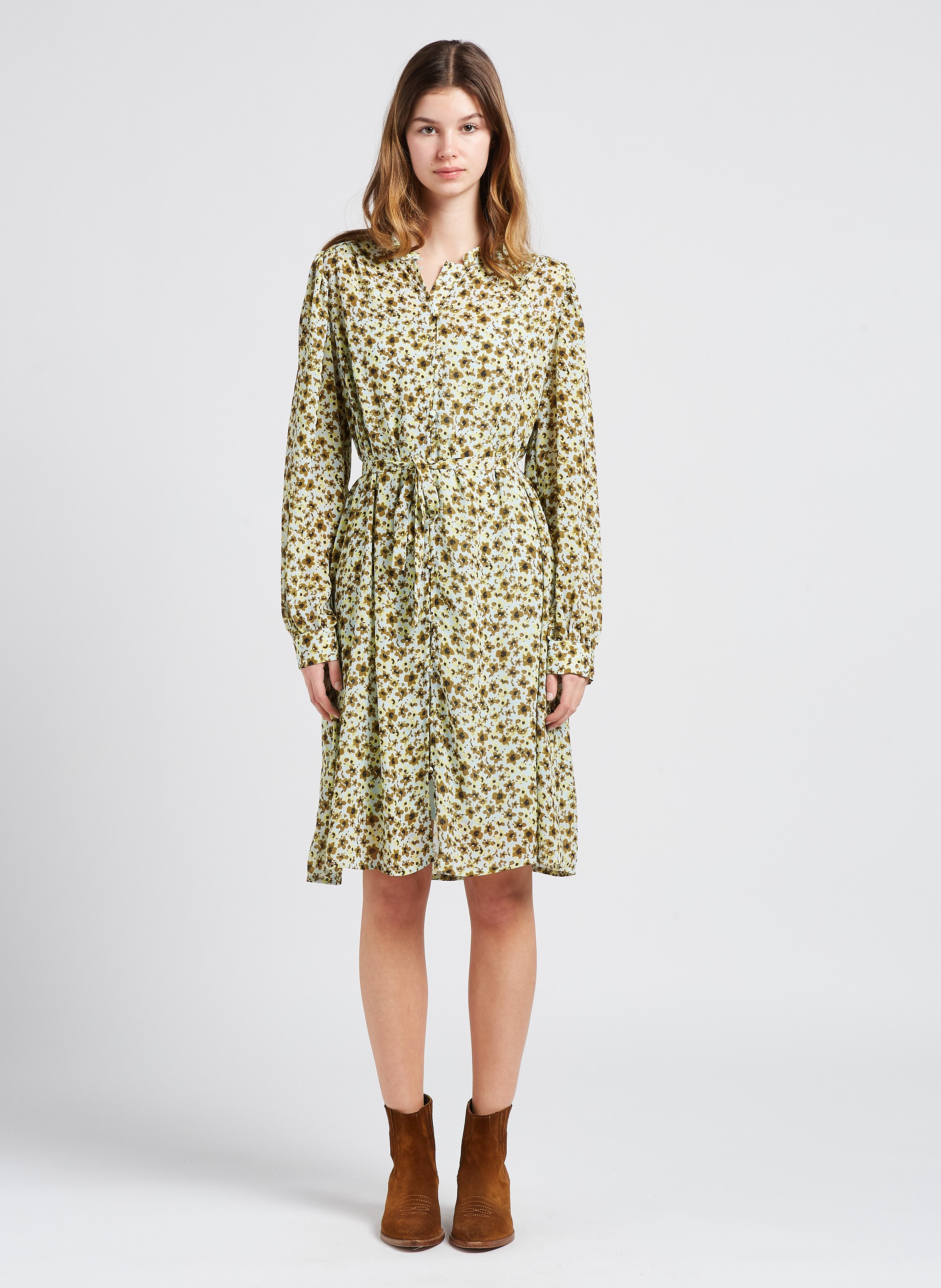 Robe midi col rond à fleurs  MOSS COPENHAGEN Multicolore